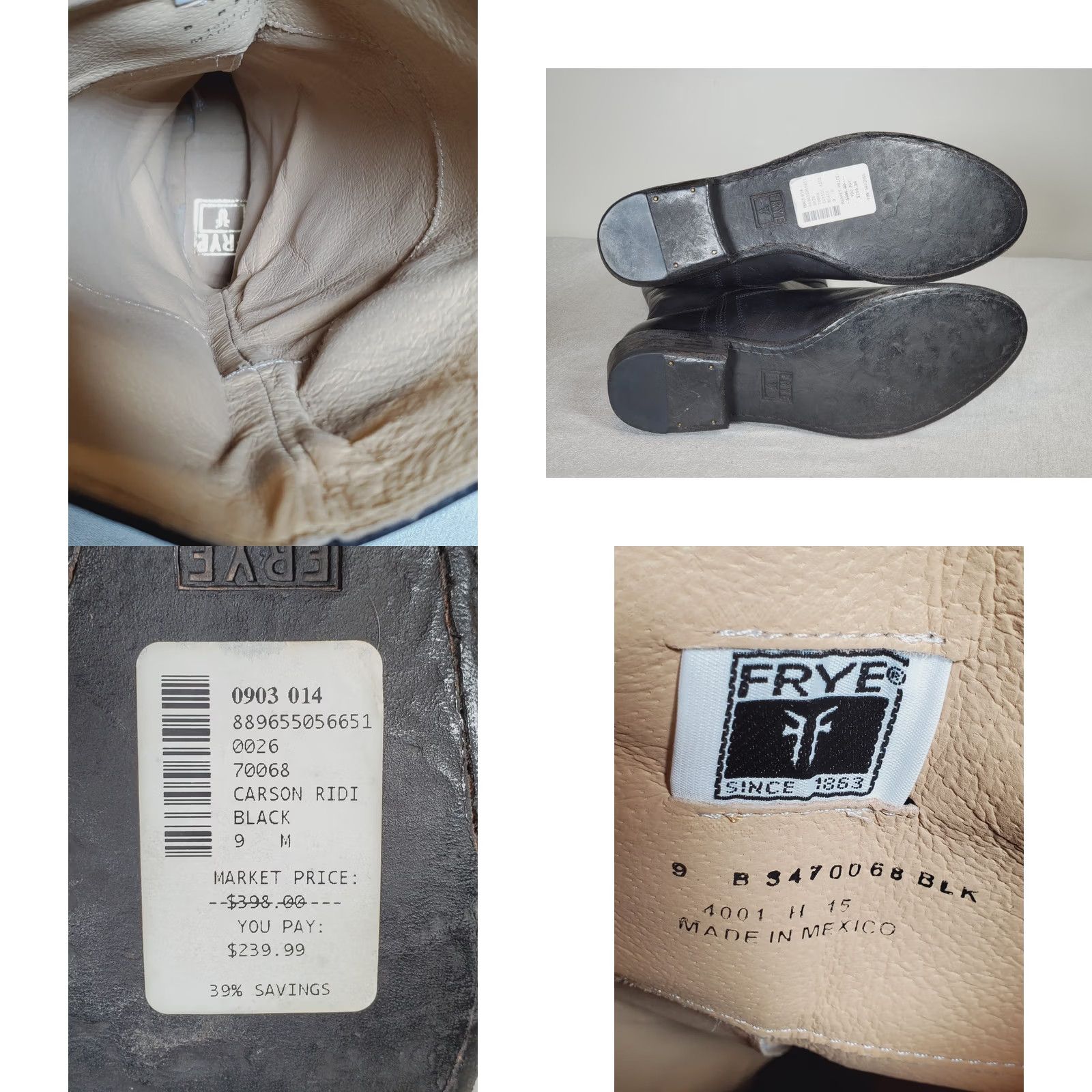 Frye VINTAGE FRYE Carson Riding Button Tall Boots 70068 Distressed Black Leather Women's 9 B Size US 9 / IT 39 - 9 Thumbnail
