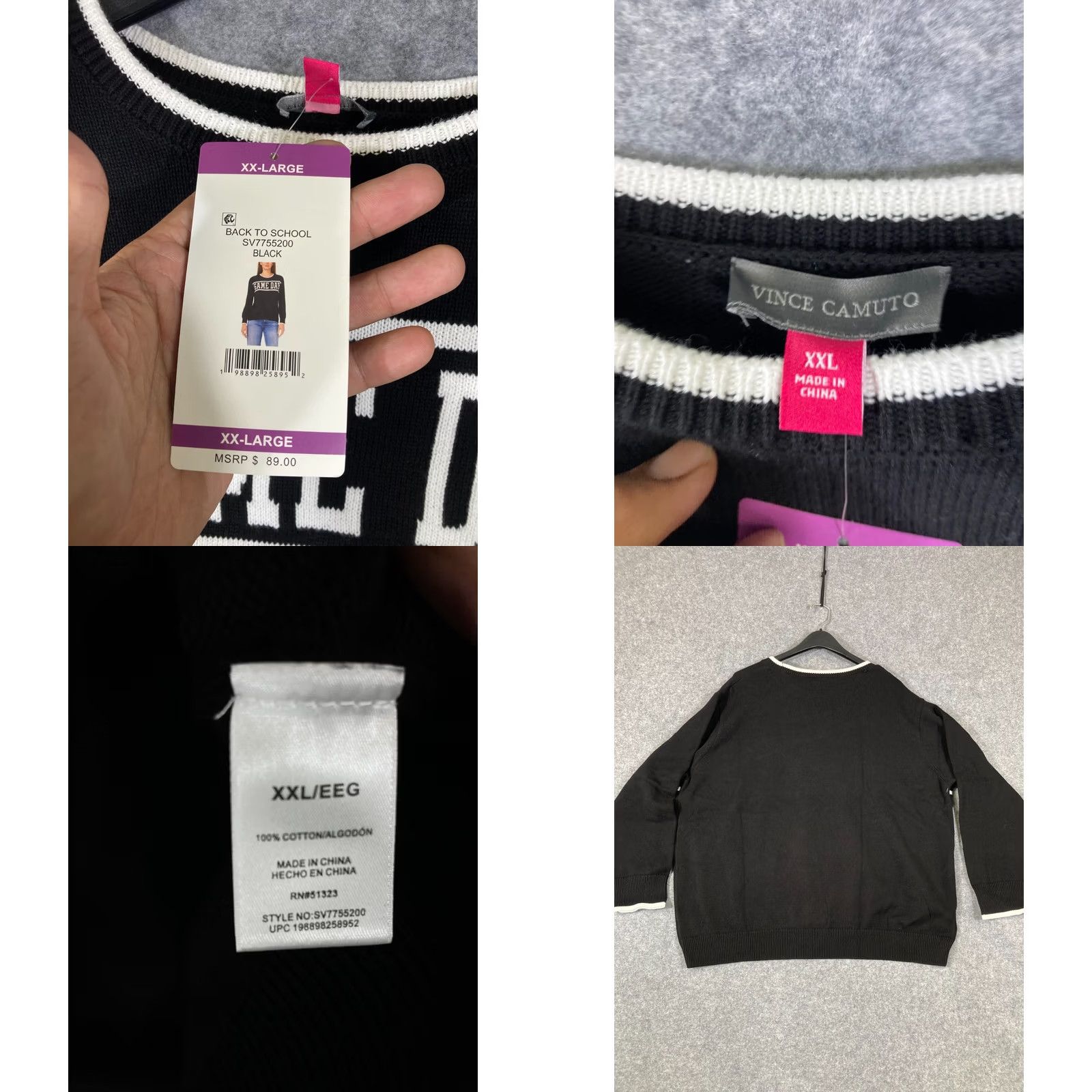 Vince Camuto Vince Camuto Pullover Sweater Womens 2XL Black Game Day Knit Long Sleeve NWT Size XXL / US 16-18 / IT 52-54 - 8 Thumbnail