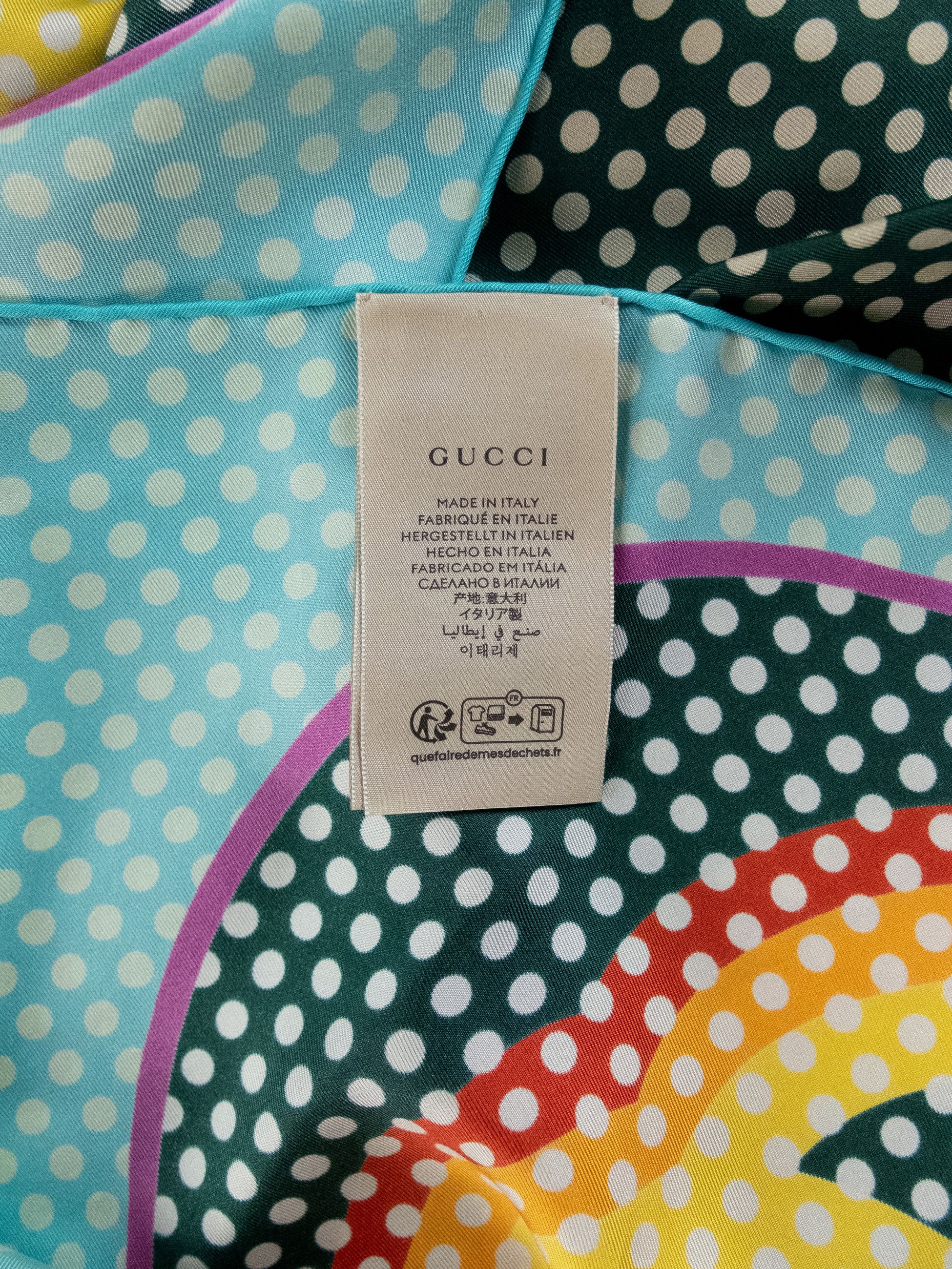 Gucci GUCCI interlocking G logo & polka dots silk square scarf Size ONE SIZE - 6 Thumbnail