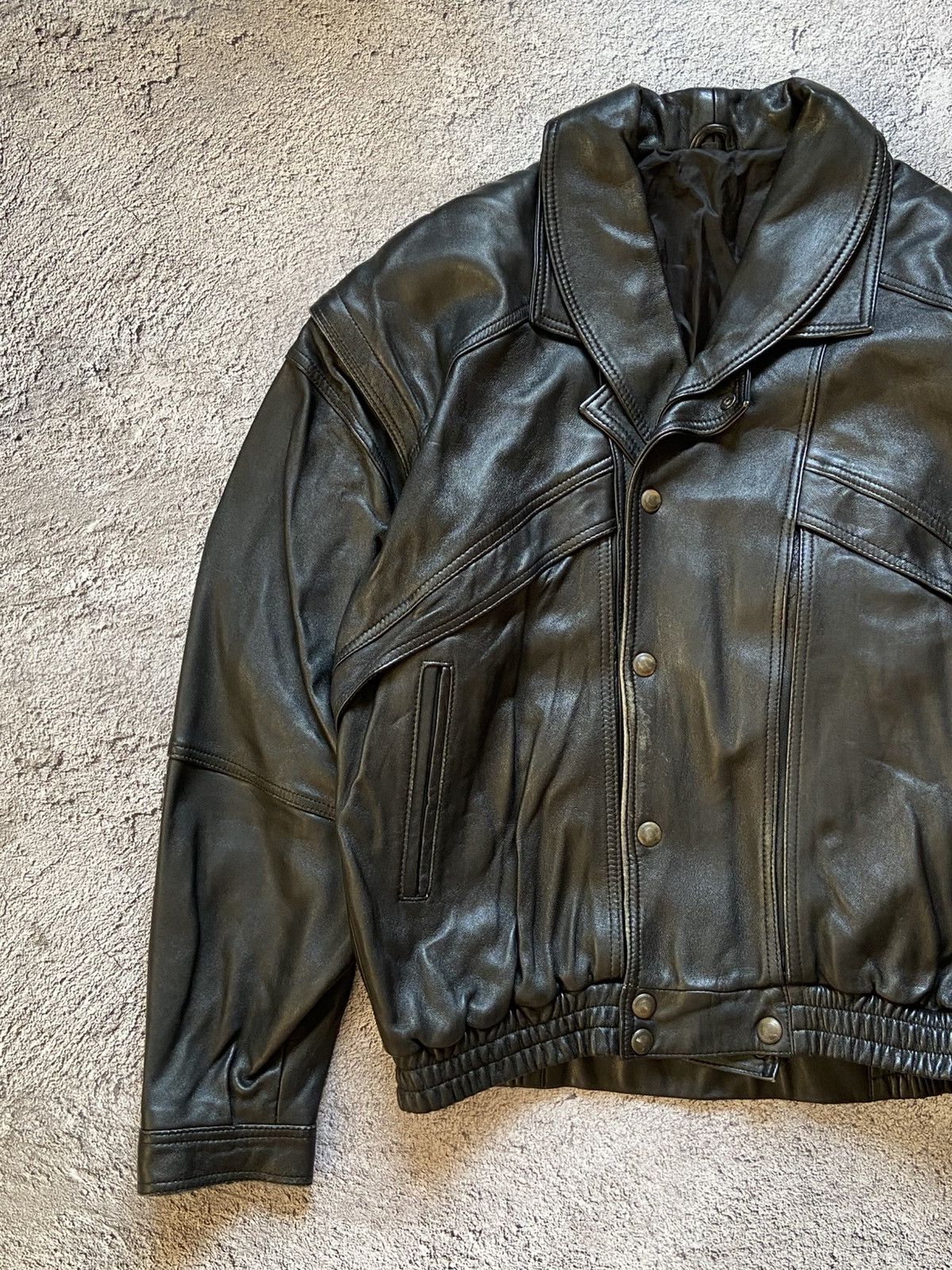 Schott Vintage 90s Schott Style Avant Garde Biker Leather Jacket Size US L / EU 52-54 / 3 - 3 Thumbnail