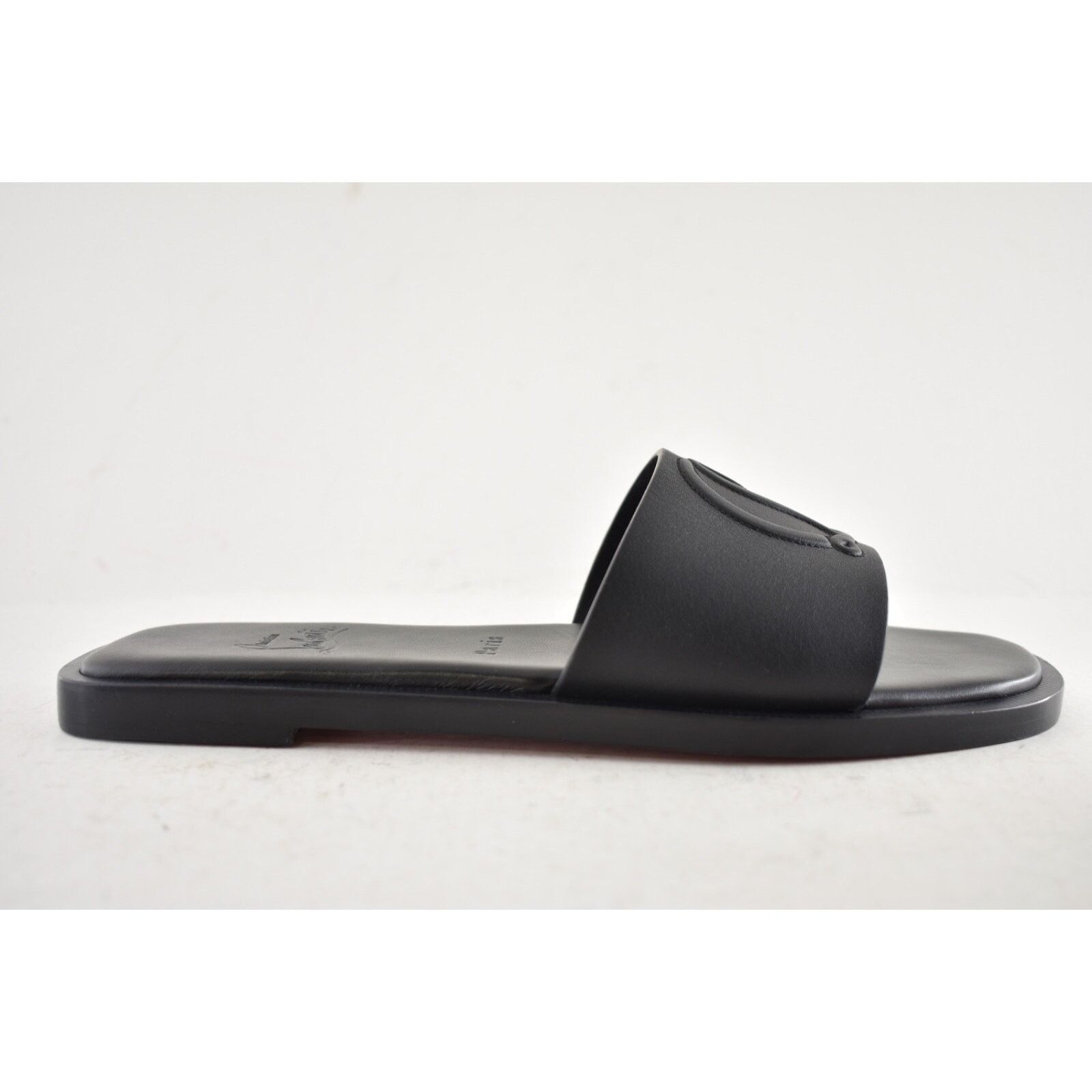 Christian Louboutin Christian Louboutin Mule Flat Black Leather Logo Slide Slip Size US 7.5 / IT 37.5 - 2 Thumbnail