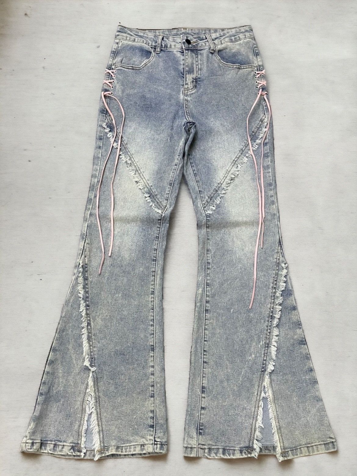 If Six Was Nine × LOWBOX × Le Grande Bleu (L.G.B.) Paneled Laces Flare Japanese Brand Vintage Jeans Size US 28 / EU 44 - 1 Thumbnail