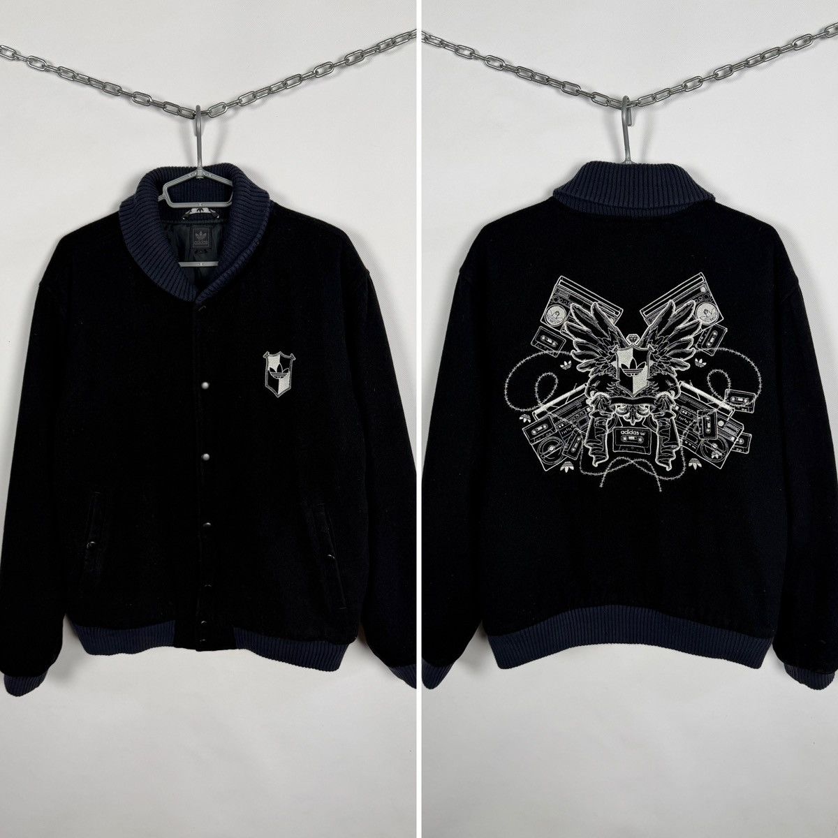 Adidas Adidas Originals Y2K Varsity Bomber Wool Jacket Snap Buttons Size US L / EU 52-54 / 3 - 1 Thumbnail