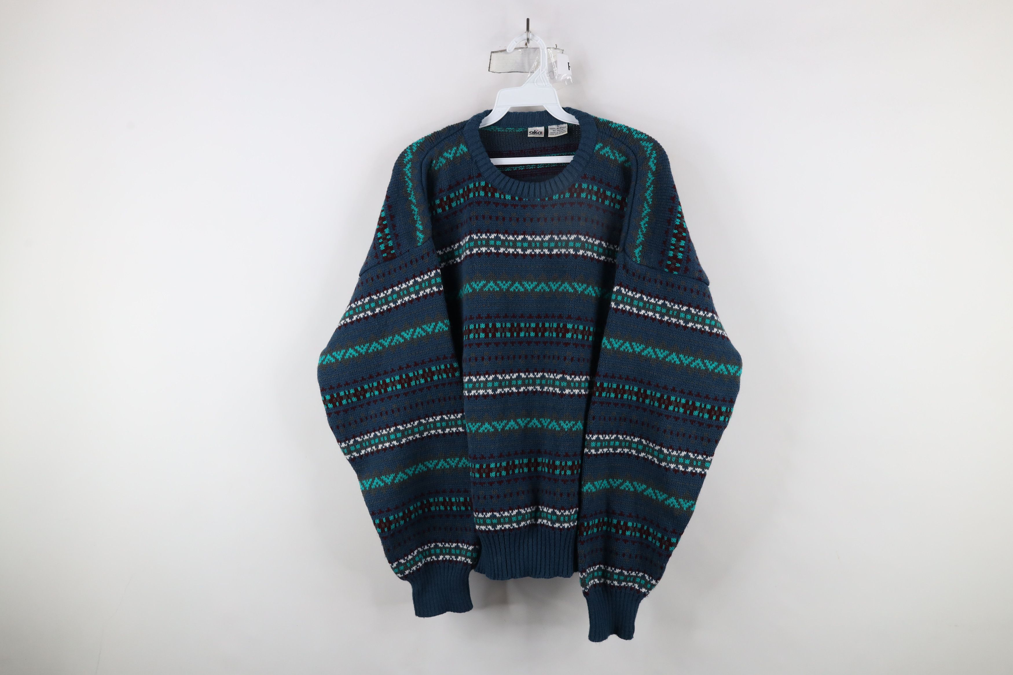 Vintage 90s Streetwear Fair Isle Crewneck Sweater Acrylic