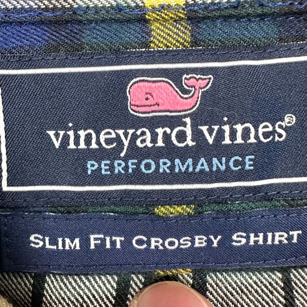 Vineyard Vines Vineyard Vines Shirt Mens Large Blue Plaid Crosby Performance Button-Up Slim/Regular Fit Size US L / EU 52-54 / 3 - 4 Thumbnail