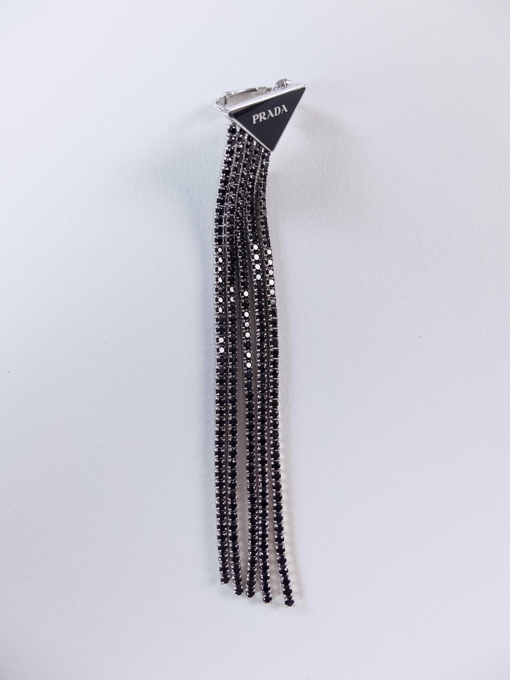 Prada PRADA Symbole Pendant black logo plaque clip on earring Size ONE SIZE - 3 Thumbnail