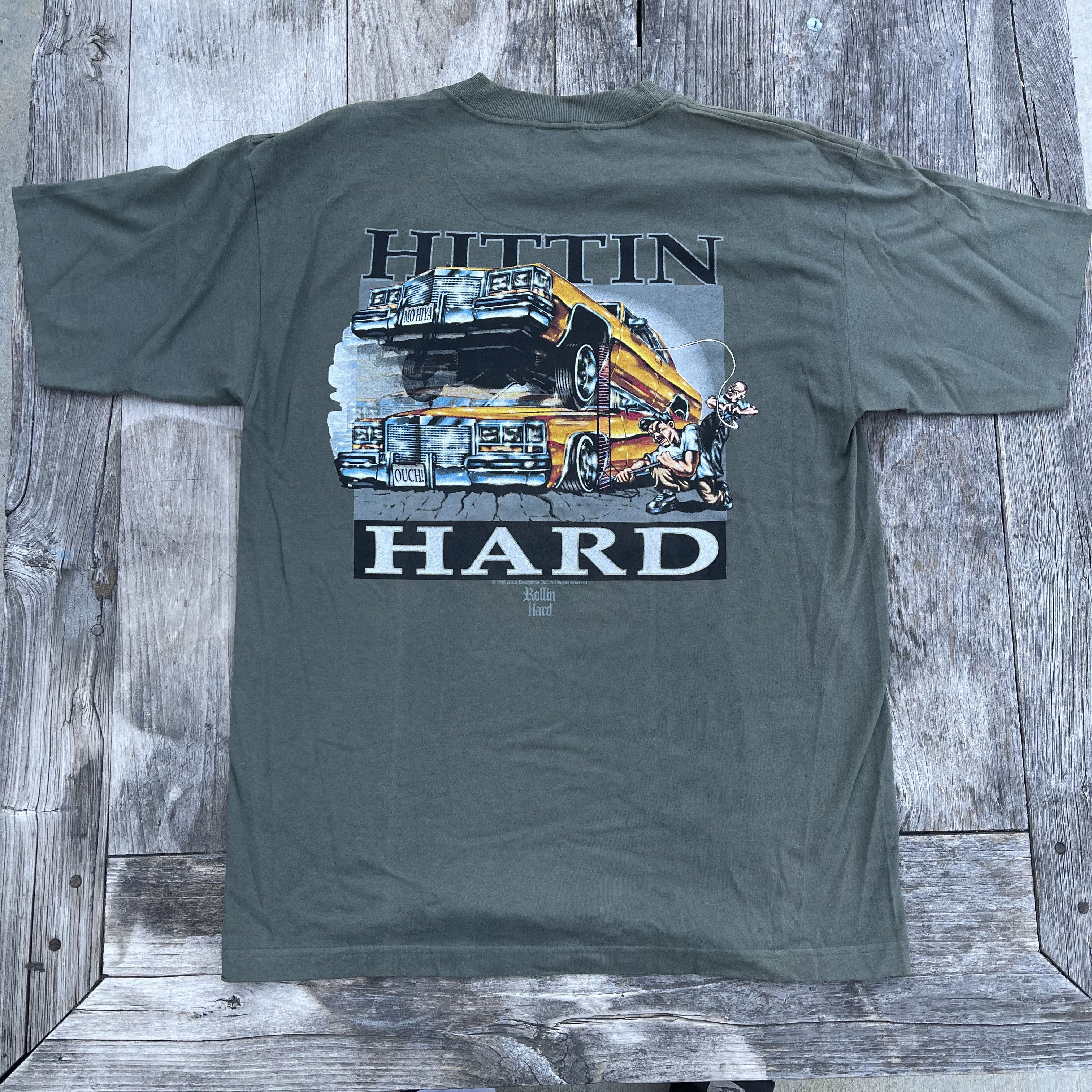 Vintage 1995 Rollin Hard Hitting Hard Chicano T-shirt Size US XL / EU 56 / 4 - 1 Thumbnail