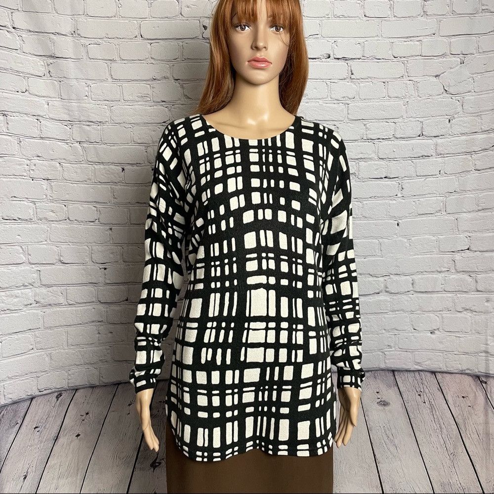Renuar New Renuar Black White Geometrical Pattern Sweater Tunic Si Size XS / US 0-2 / IT 36-38 - 2 Thumbnail