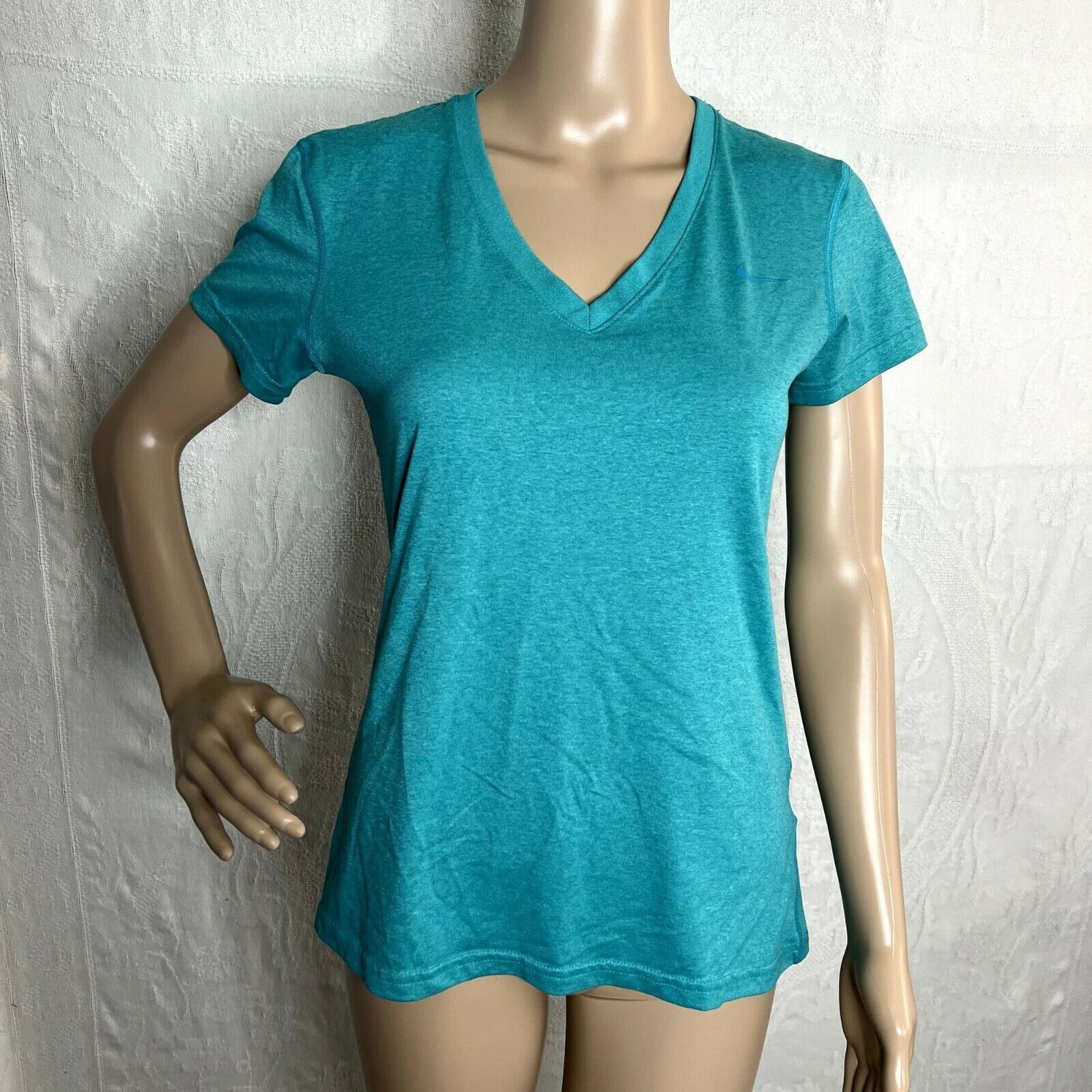 Nike Nike Teal Dri Fit V-Neck Tee Size S / US 4 / IT 40 - 1 Thumbnail