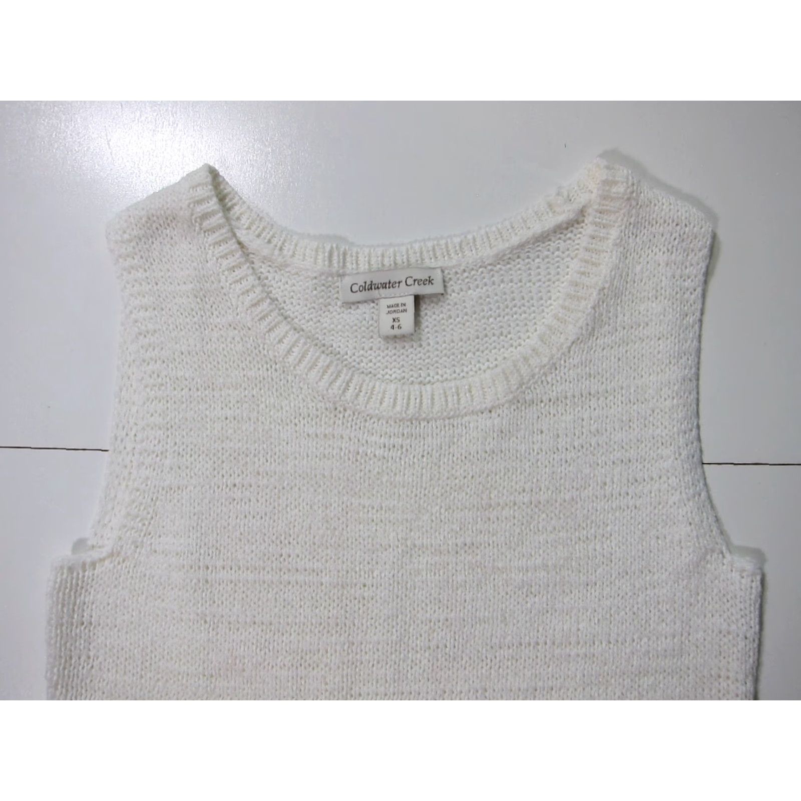 Coldwater Creek Coldwater Creek Nylon Stretch White Knit Round Neck Sleeveless Tank Sweater XS Assets: 80s 90s White Size XS / US 0-2 / IT 36-38 - 5 Thumbnail