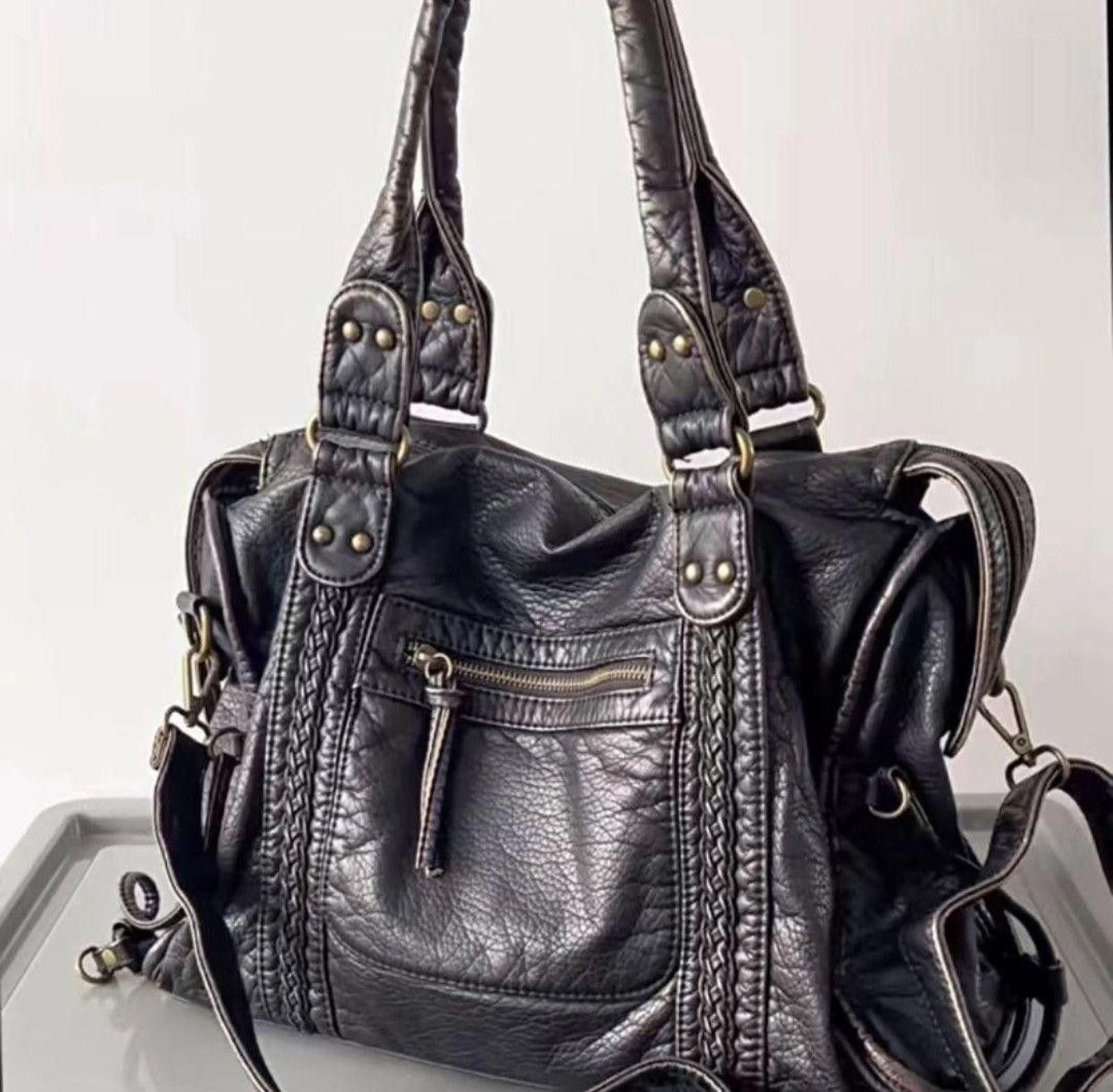 Leather Y2K Girl Vintage Faux Leather Shoulder Carry Bag Hype Size ONE SIZE - 1 Thumbnail