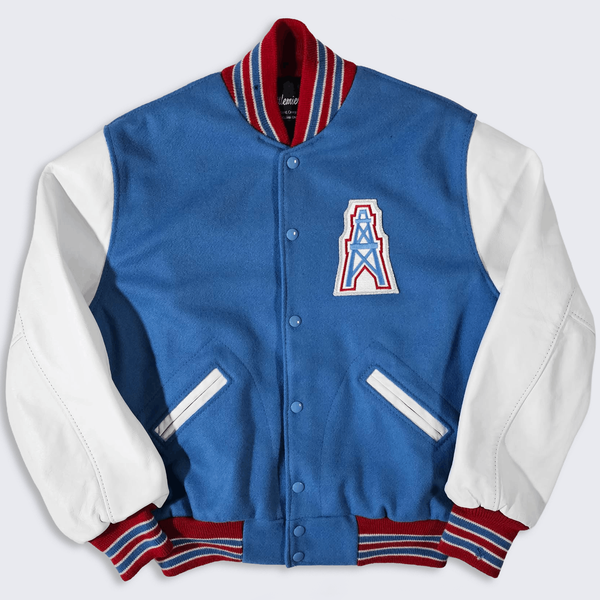 NFL Houston Oilers Vintage 80s Letterman Varsity Jacket Size US M / EU 48-50 / 2 - 1 Thumbnail