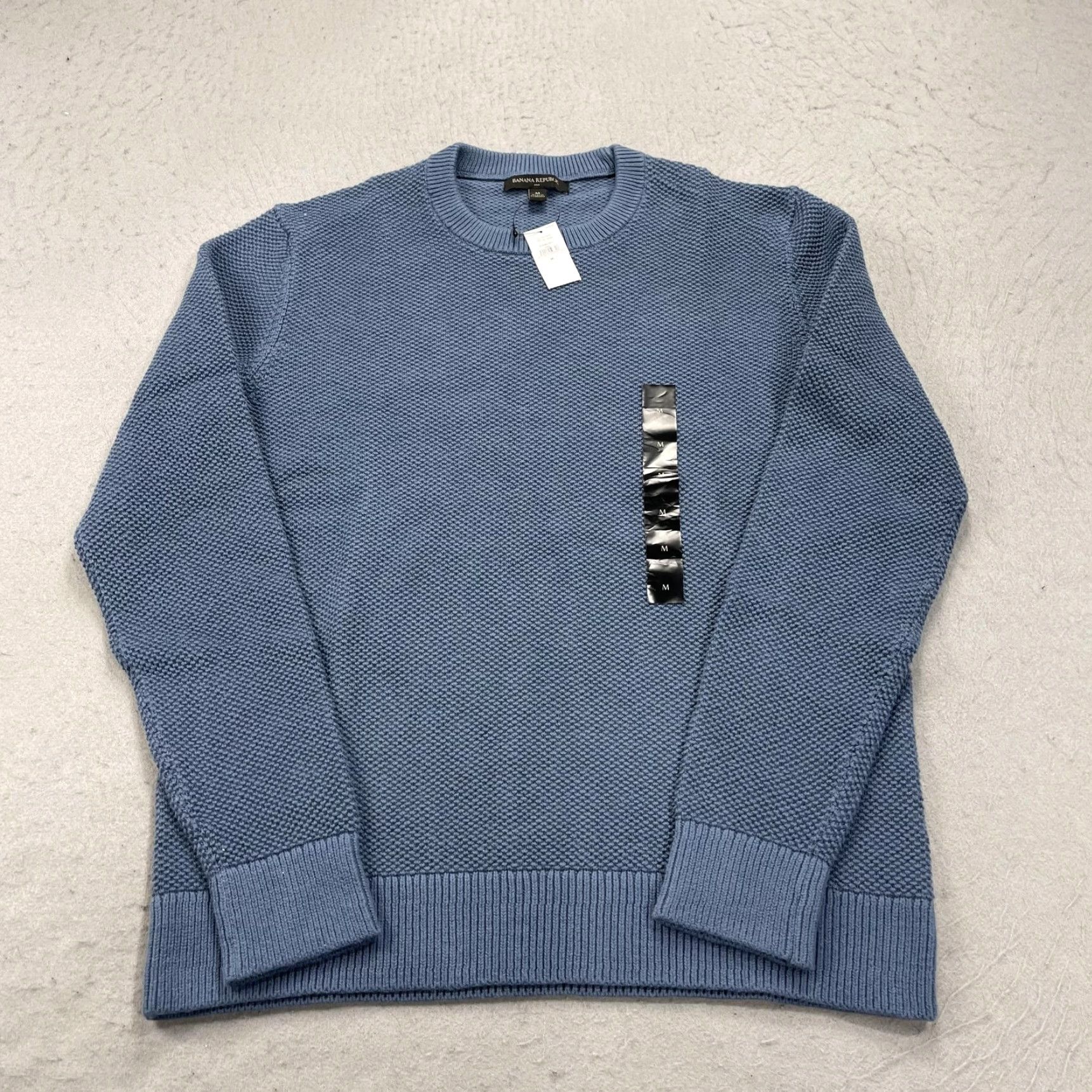 Banana Republic Banana Republic Sweater Mens Medium Blue Waffle-Knit Crewneck Pullover NWT Size US M / EU 48-50 / 2 - 2 Thumbnail