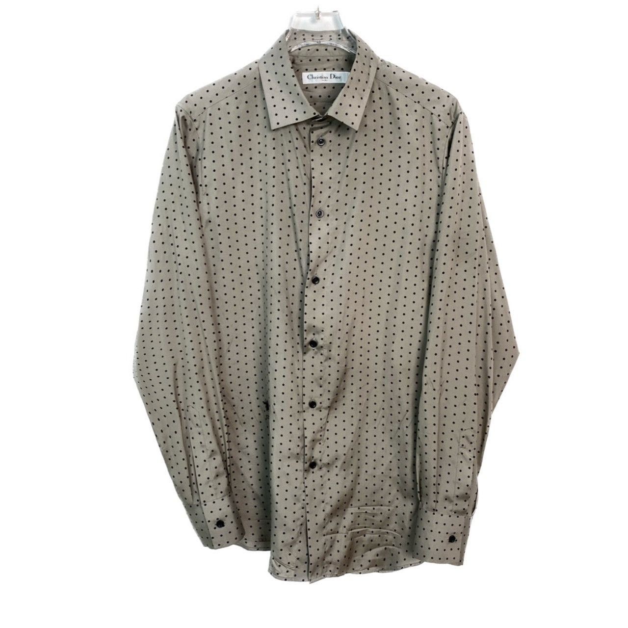 Christian Dior Monsieur Christian Dior Mens Silk Polka Dot Long Sleeve Shirt Gray Si Size US XS / EU 42 / 0 - 1 Thumbnail