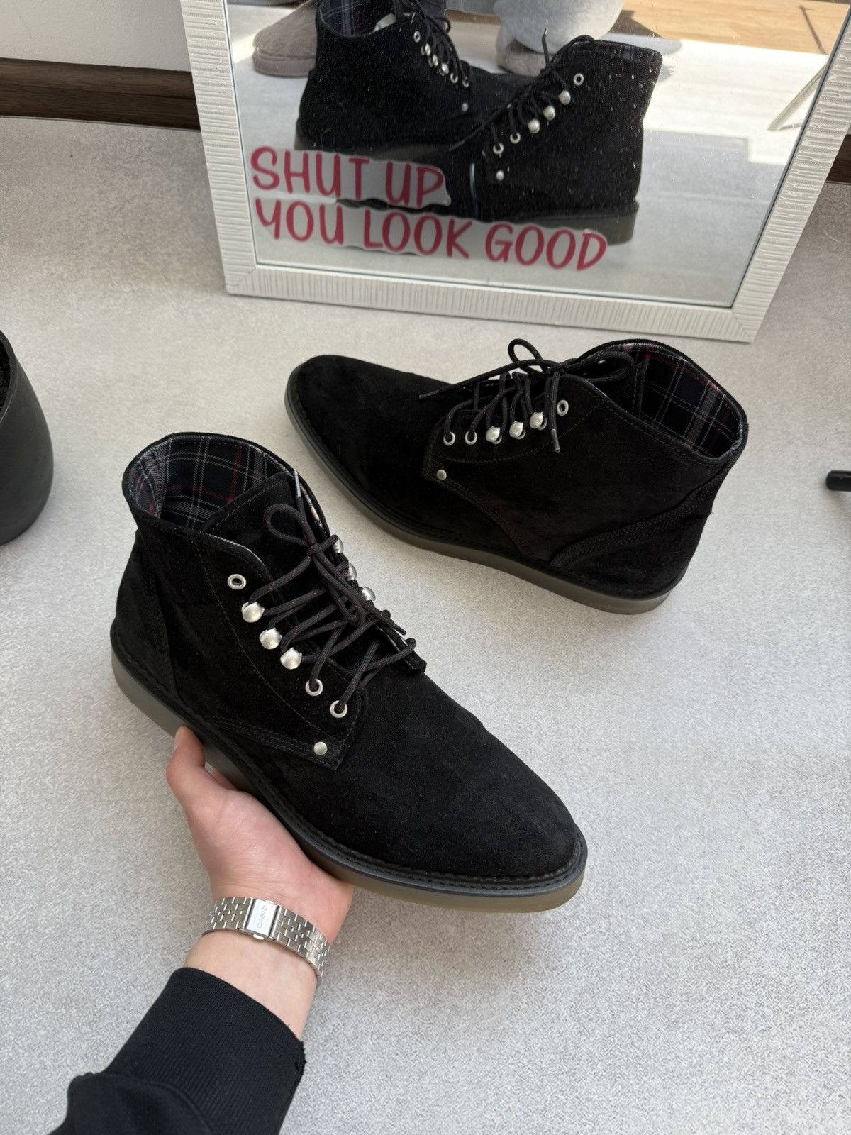 Diesel Diesel Black Suede Chukka Boots Lace Up Casual Ankle Shoes Size US 10 / EU 43 - 4 Thumbnail