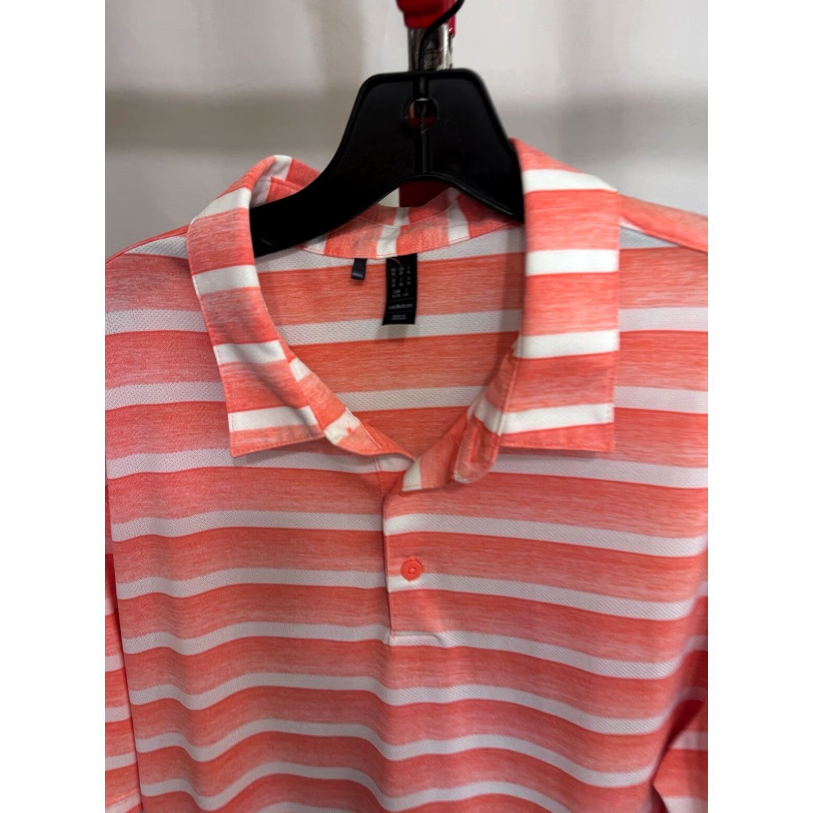 Adidas Adidas POLO SHIRT Peach Stripe Poly XL Mens Size US XL / EU 56 / 4 - 4 Thumbnail