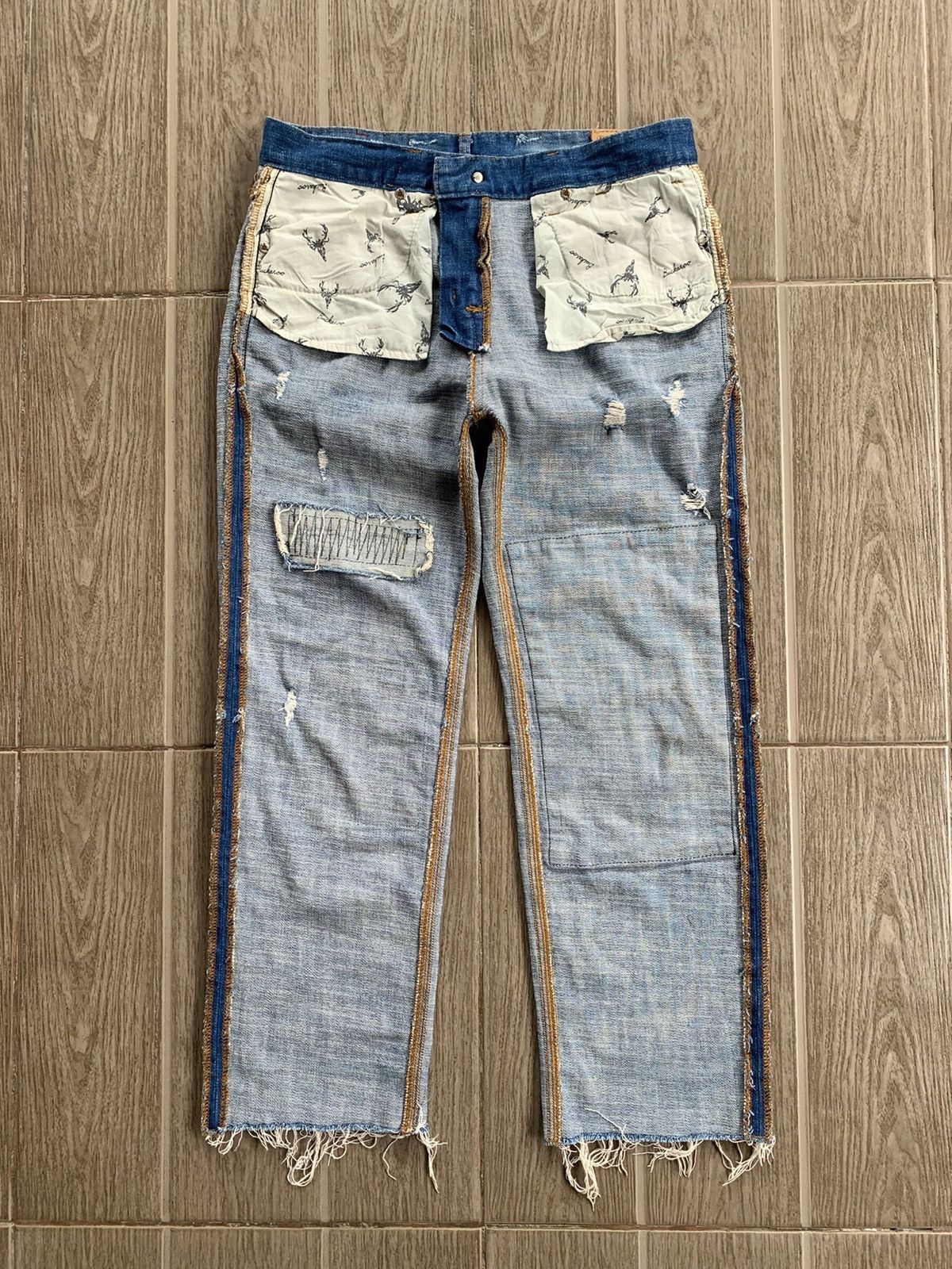 If Six Was Nine × Japanese Brand × Le Grande Bleu (L.G.B.) Japanese Brand Patchwork Distressed Denim Kurt Cobain style Size US 28 / EU 44 - 8 Thumbnail