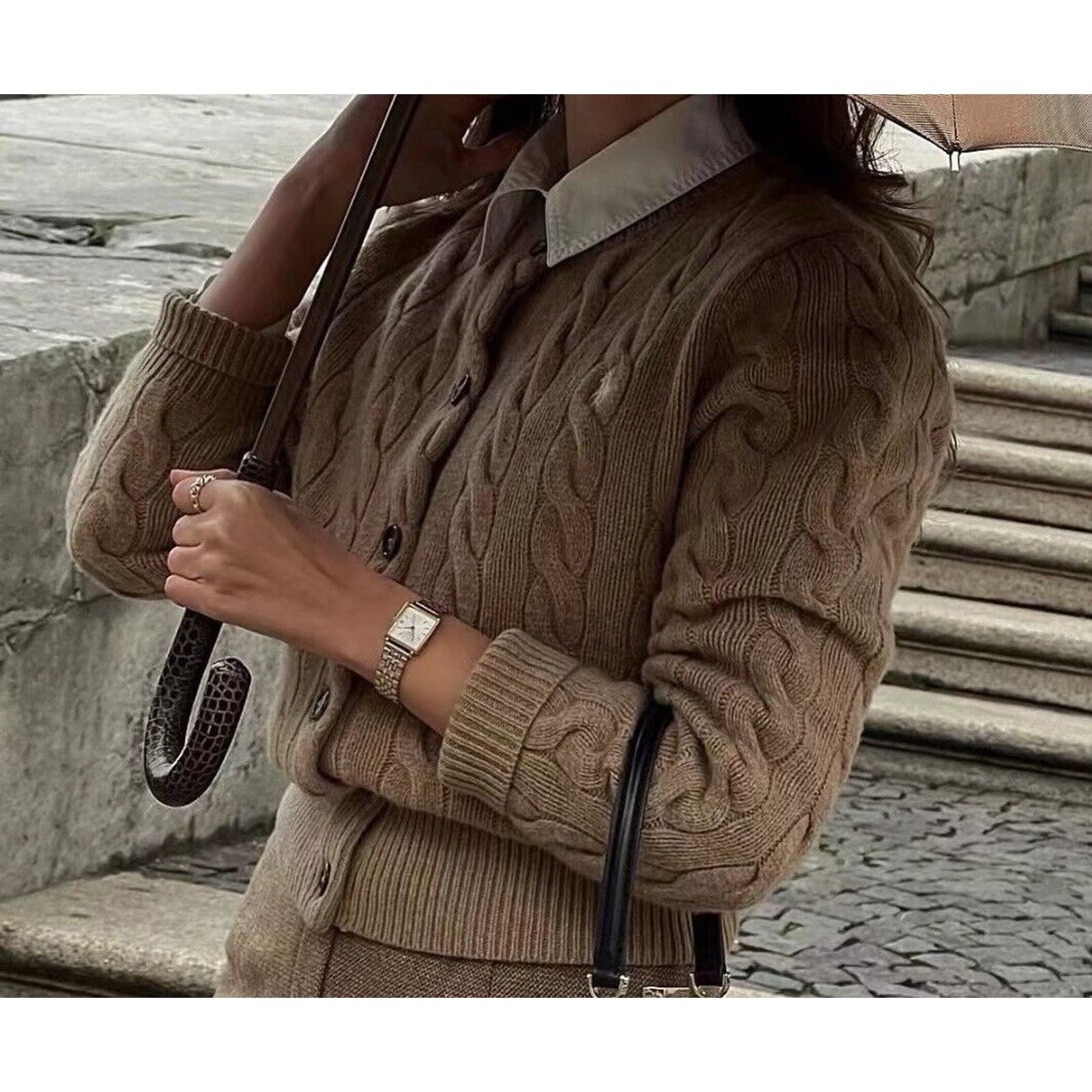 Polo Ralph Lauren NWT Polo Ralph Lauren Cable-Knit Crewneck Cardigan Camel M Size M / US 6-8 / IT 42-44 - 3 Thumbnail