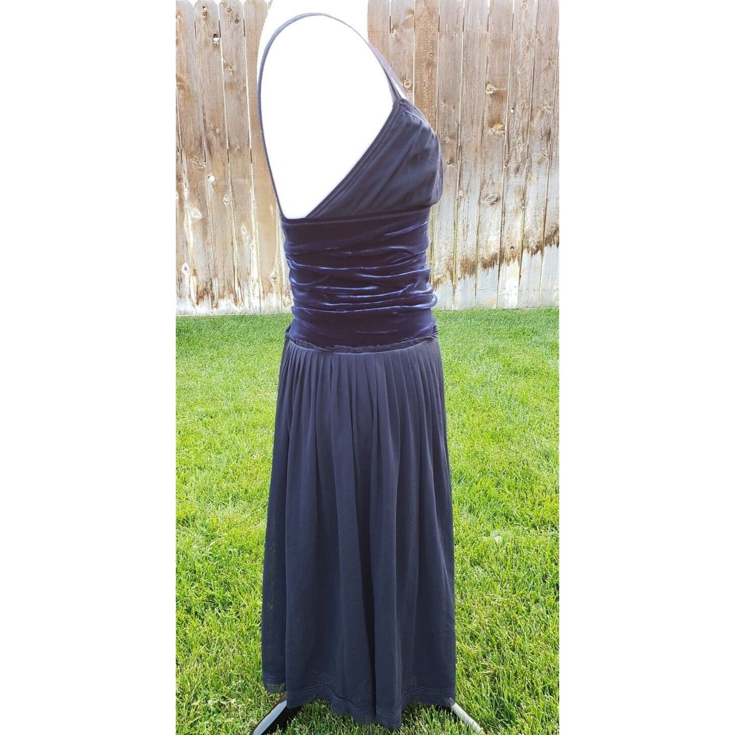 FUZZI Fuzzi Velvet Dress Womens 6 Blue Silk Chiffon Layered Italy Size S / US 4 / IT 40 - 7 Thumbnail