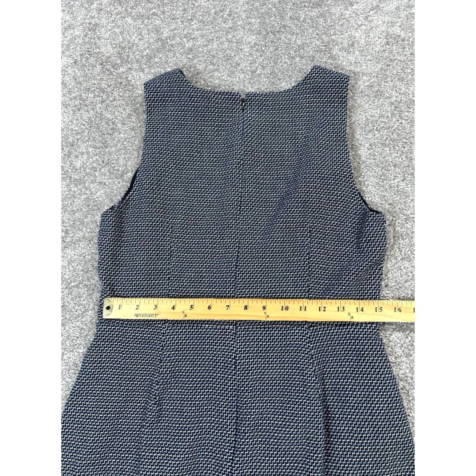 Loft LOFT Blue Knit Blouson Dress Womens 12 Casual Sleeveless Cotton Blend Knee Length Plaid Round Neck Zip Size XL / US 12-14 / IT 48-50 - 7 Thumbnail