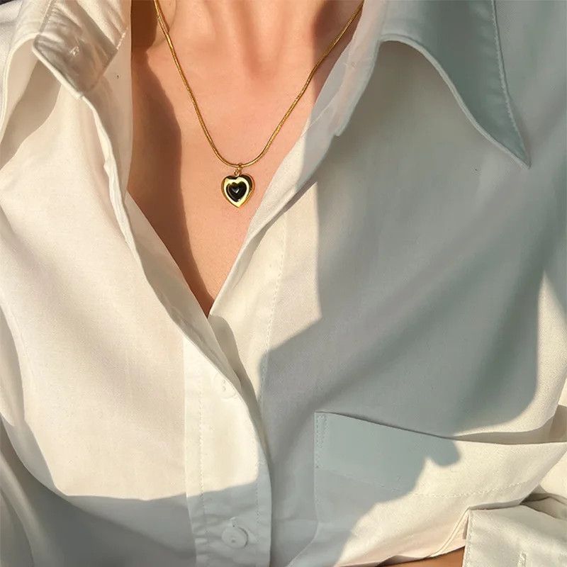 Jewelry × Vintage heart-shaped black stone necklace Size ONE SIZE - 3 Thumbnail