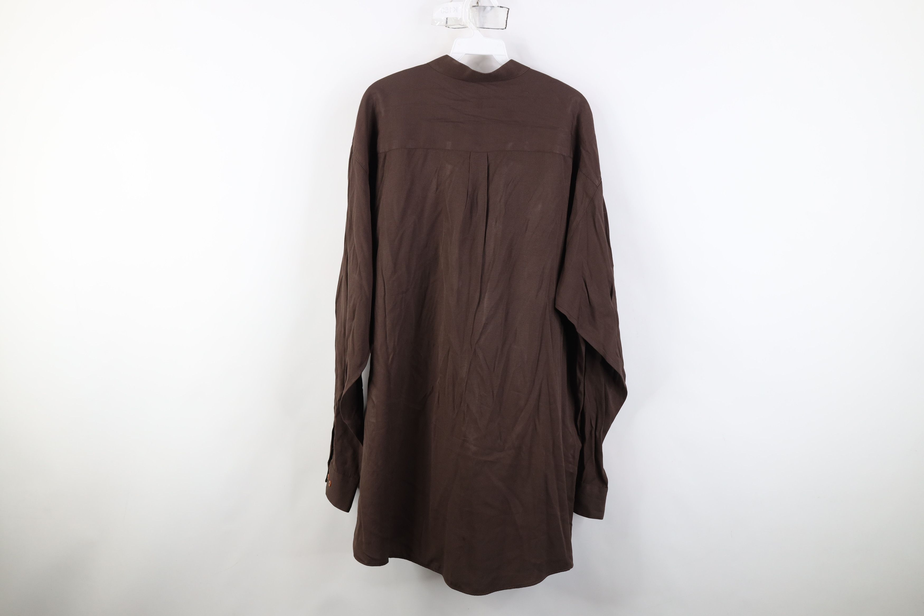 Vintage Vintage 90s Streetwear Gabardine Band Collar Button Shirt Size US XL / EU 56 / 4 - 11 Thumbnail