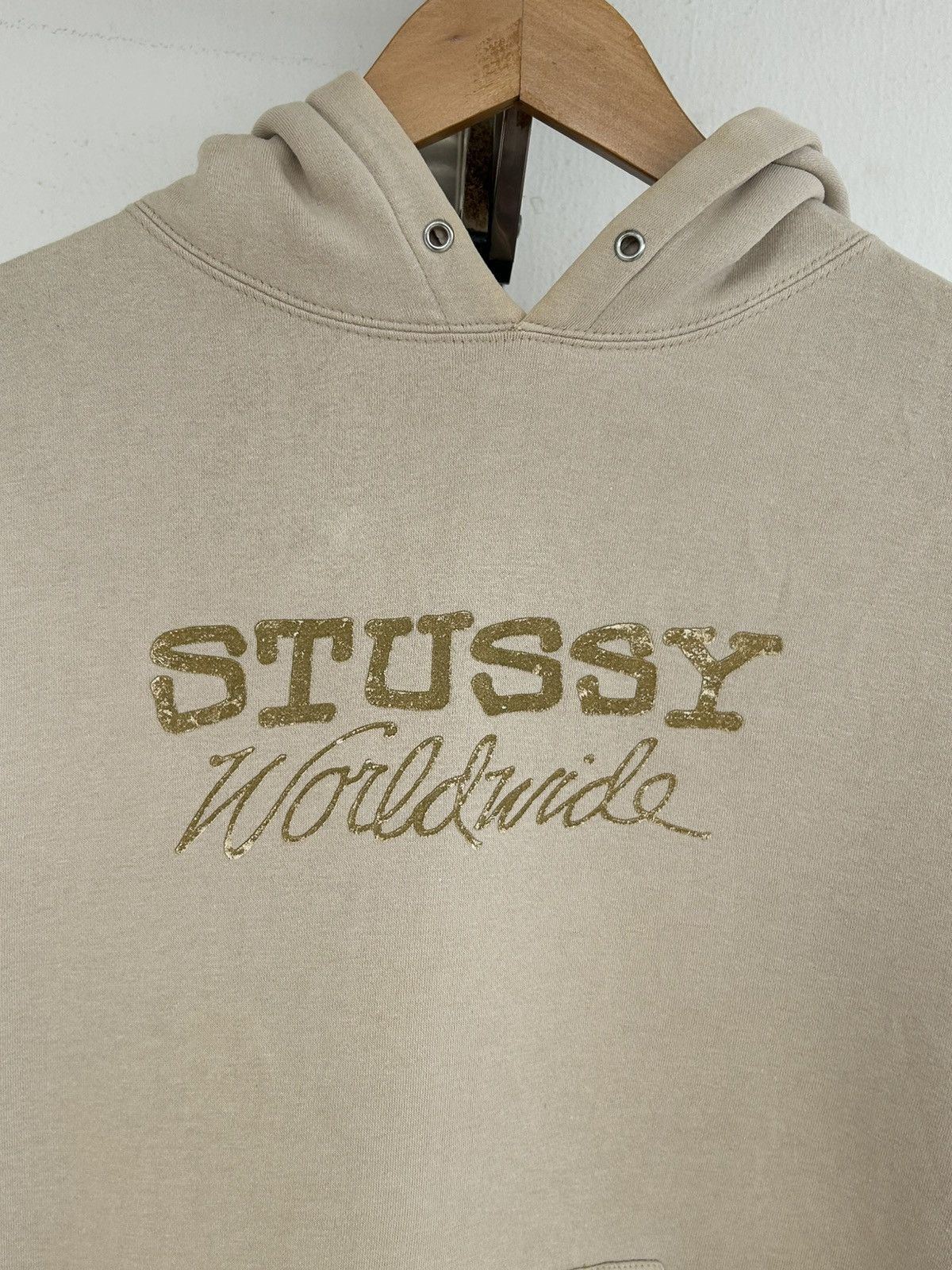 Stussy Stussy Worldwide Vintage Beige Hoodie Size US L / EU 52-54 / 3 - 3 Thumbnail