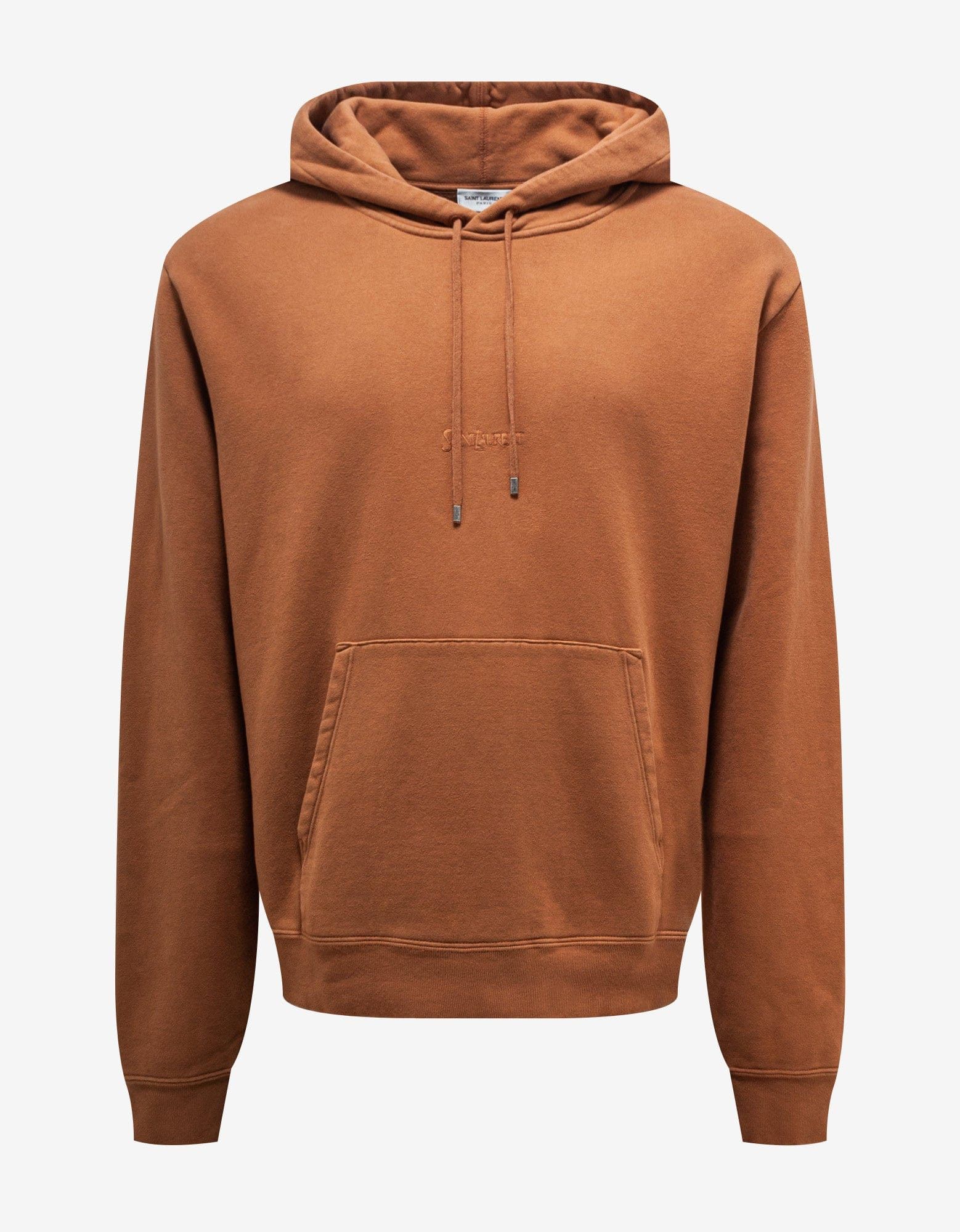 image of Saint Laurent Paris Brown Logo Hoodie, Men's (Size 2XL)