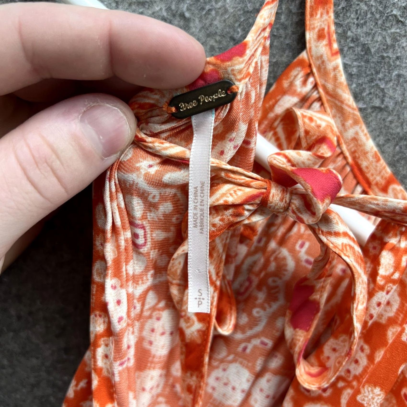 Free People Free People Dress Womens Small Orange Floral Halter Mini Sundress Boho Belted Size S / US 4 / IT 40 - 2 Thumbnail