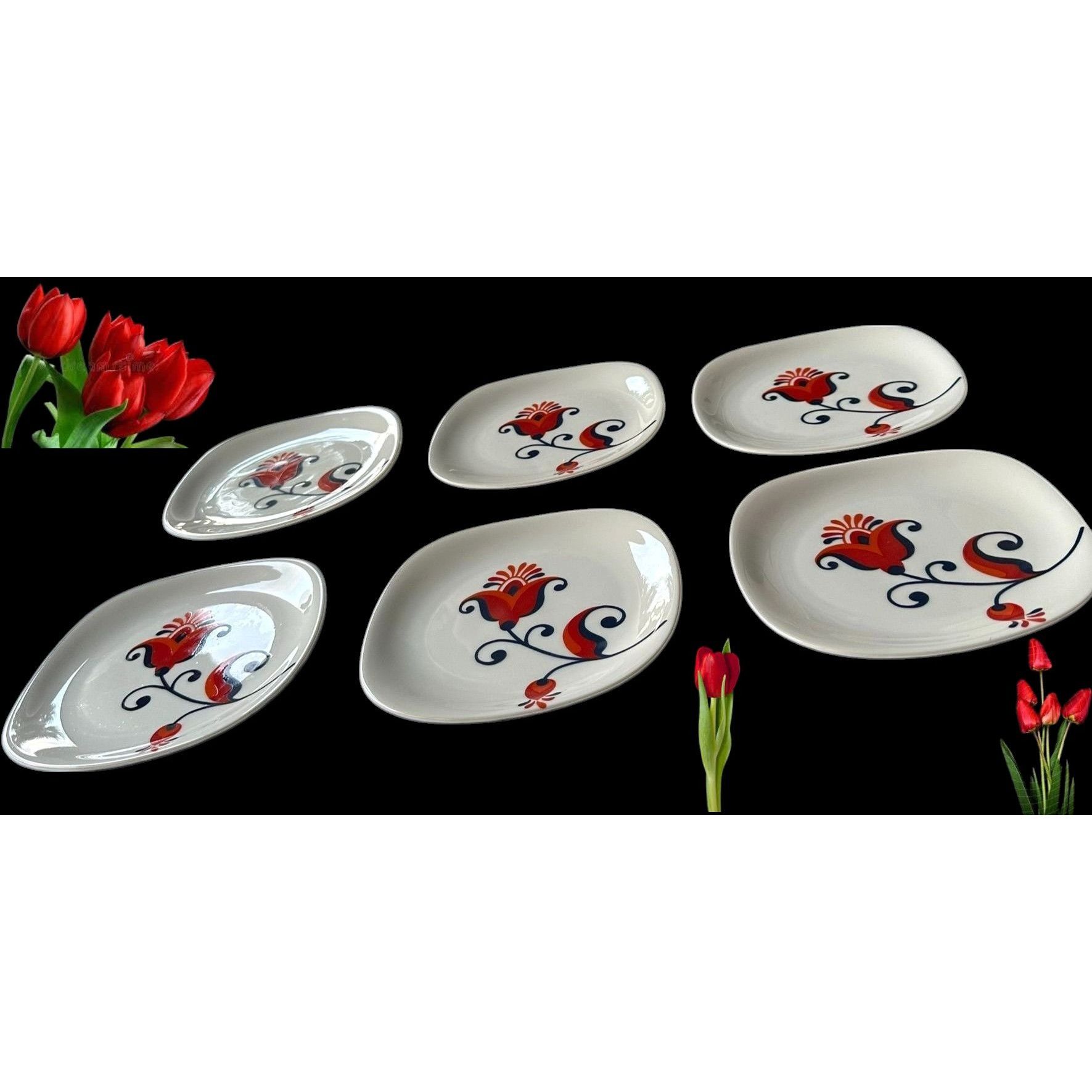 Handmade × Vintage VTG 70s Block Langenthal Transition Bread Plates 6 piece Red Size ONE SIZE - 5 Thumbnail