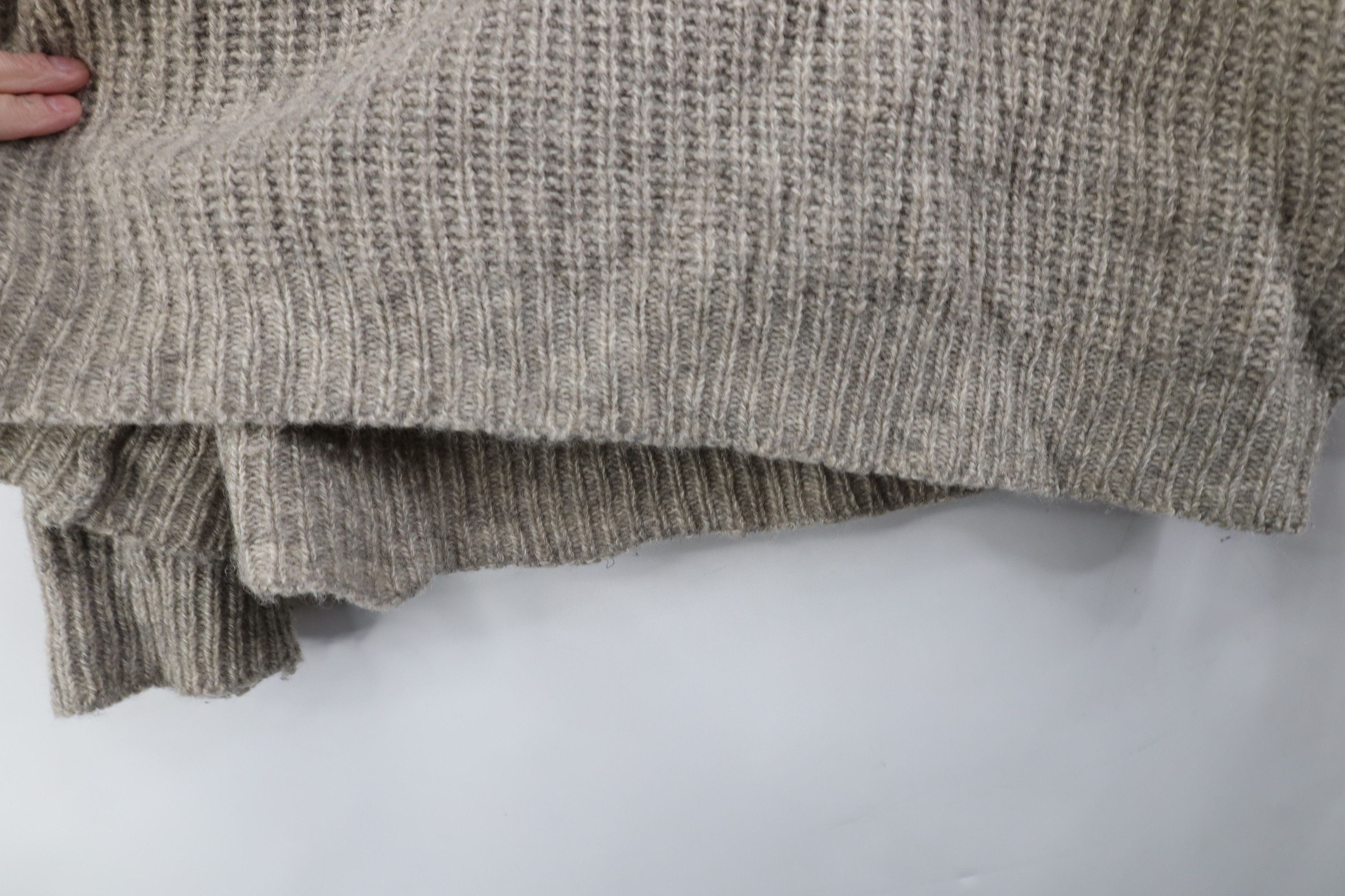 Eddie Bauer Vintage 90s Eddie Bauer Ribbed Knit Shawl Sweater Beige Size US L / EU 52-54 / 3 - 8 Thumbnail