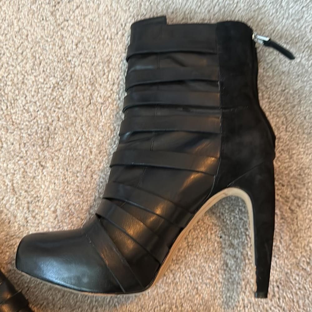 Designer Sam Edelman Strappy Black Leather Platform Ankle Boots 10 Size US 10 / IT 40 - 5 Thumbnail