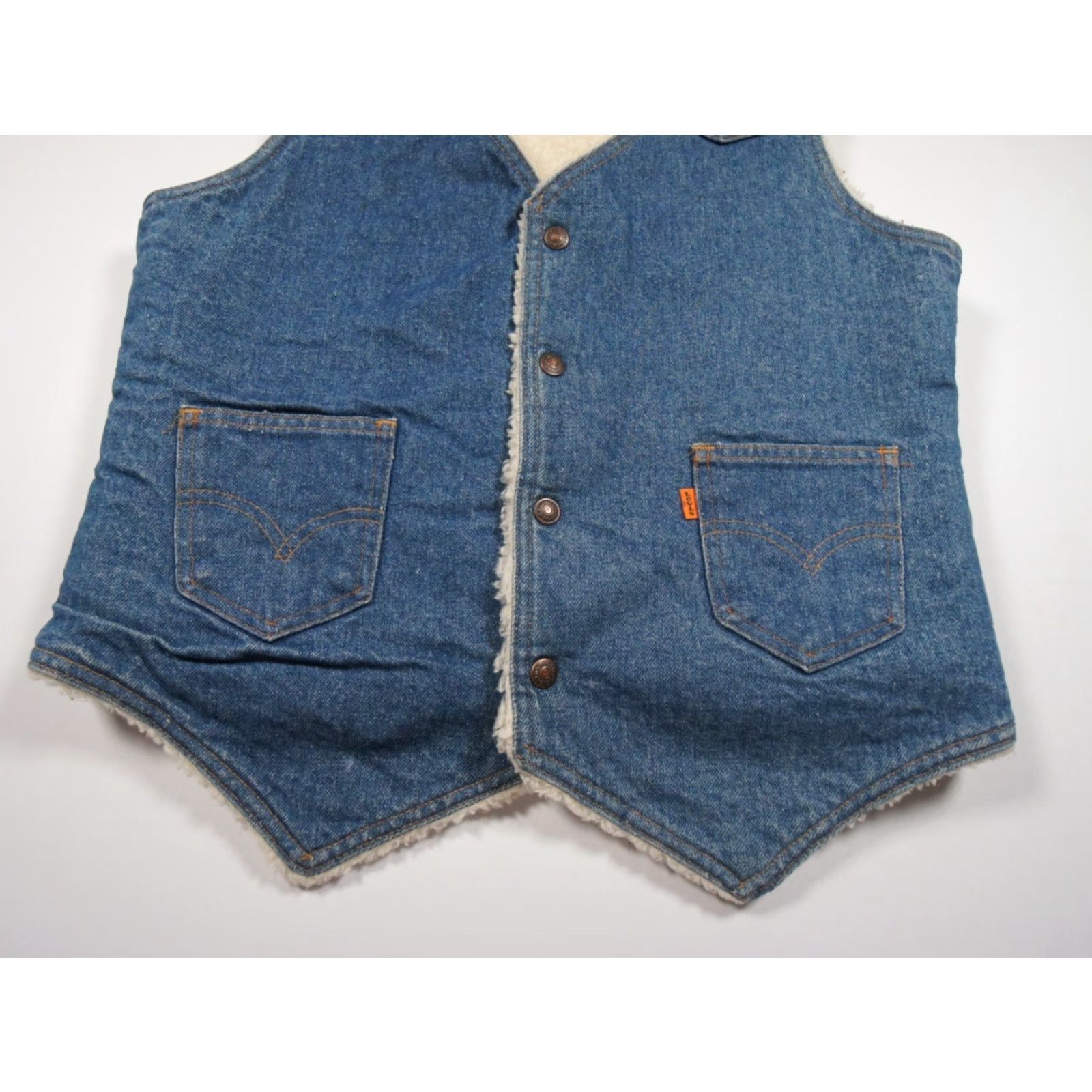 Levi's VINTAGE Levi's Jacket Mens M Blue Vest Western Snap Sherpa Lined Orange Tab Jacket Size US M / EU 48-50 / 2 - 3 Thumbnail