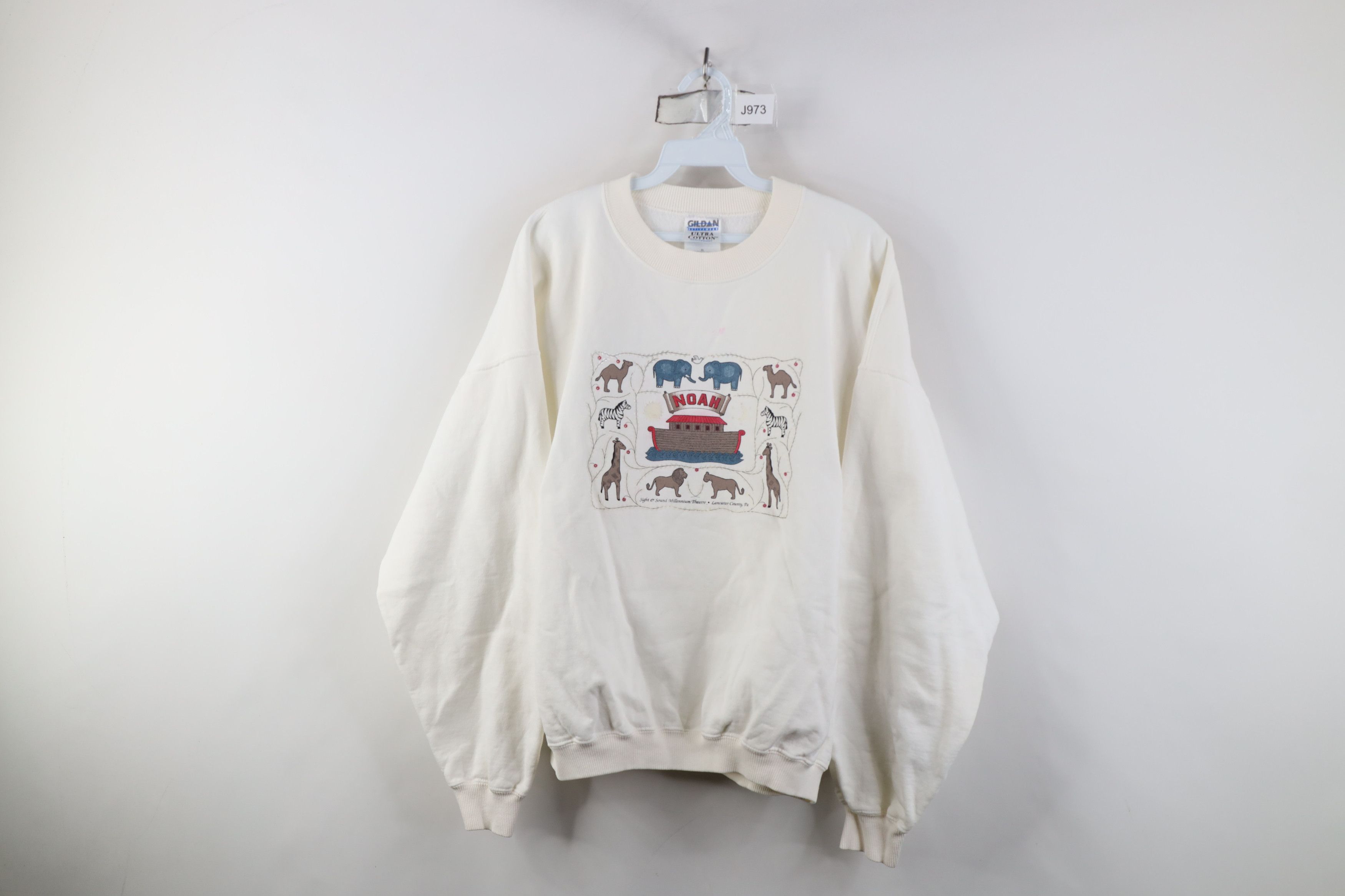 Vintage Vintage 90s Christmas Noahs Ark Crewneck Sweatshirt White Size XL / US 12-14 / IT 48-50 - 1 Thumbnail