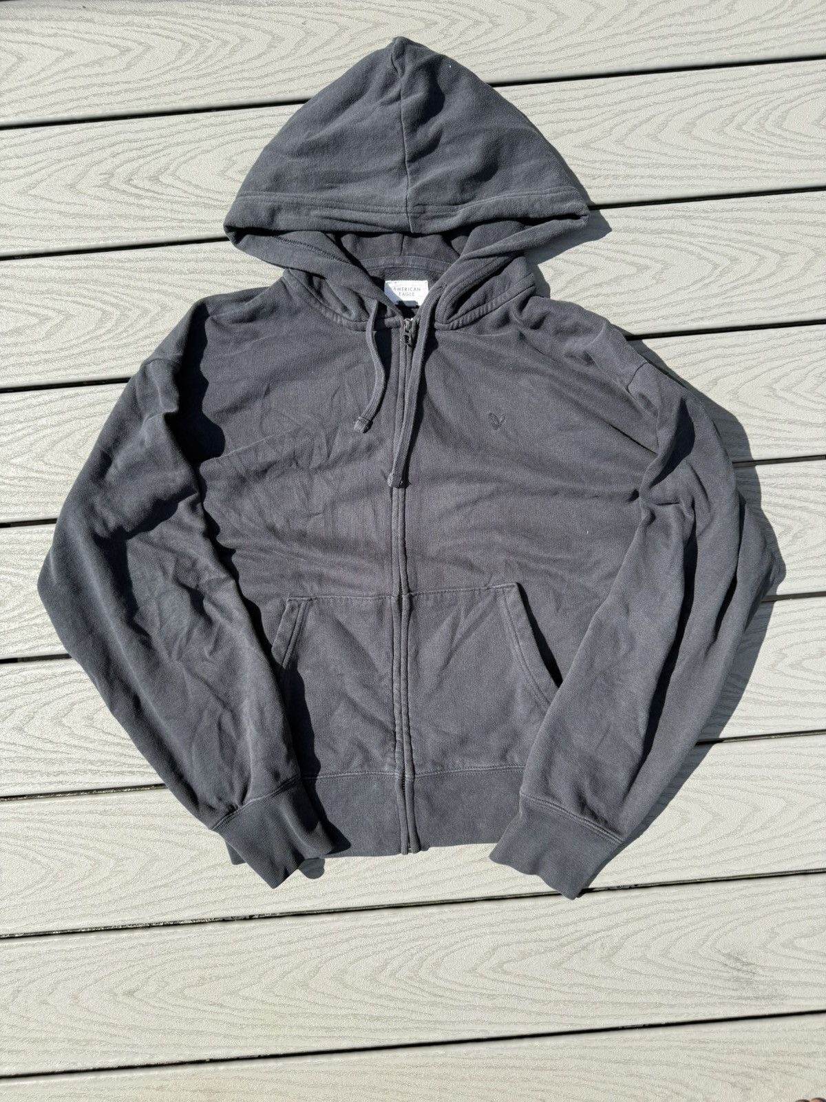 American Eagle Outfitters Boxy Cropped Zip-Up Hoodie 🖤 Size US L / EU 52-54 / 3 - 1 Thumbnail