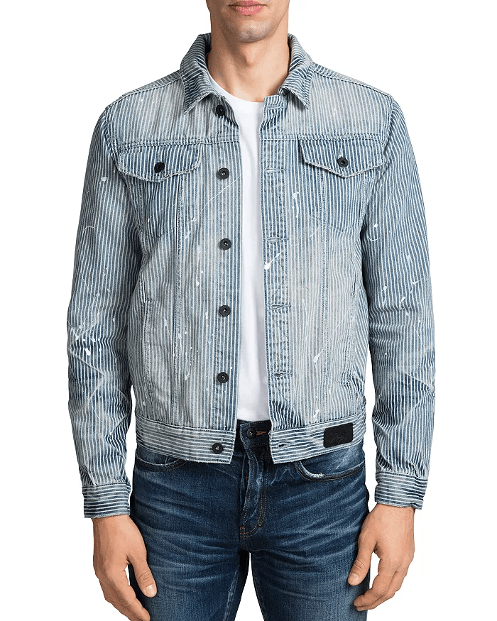 Designer × Prps PRPS Hickory Paint-Splattered Stripe Denim Jacket Sz M RARE Size US M / EU 48-50 / 2 - 1 Thumbnail