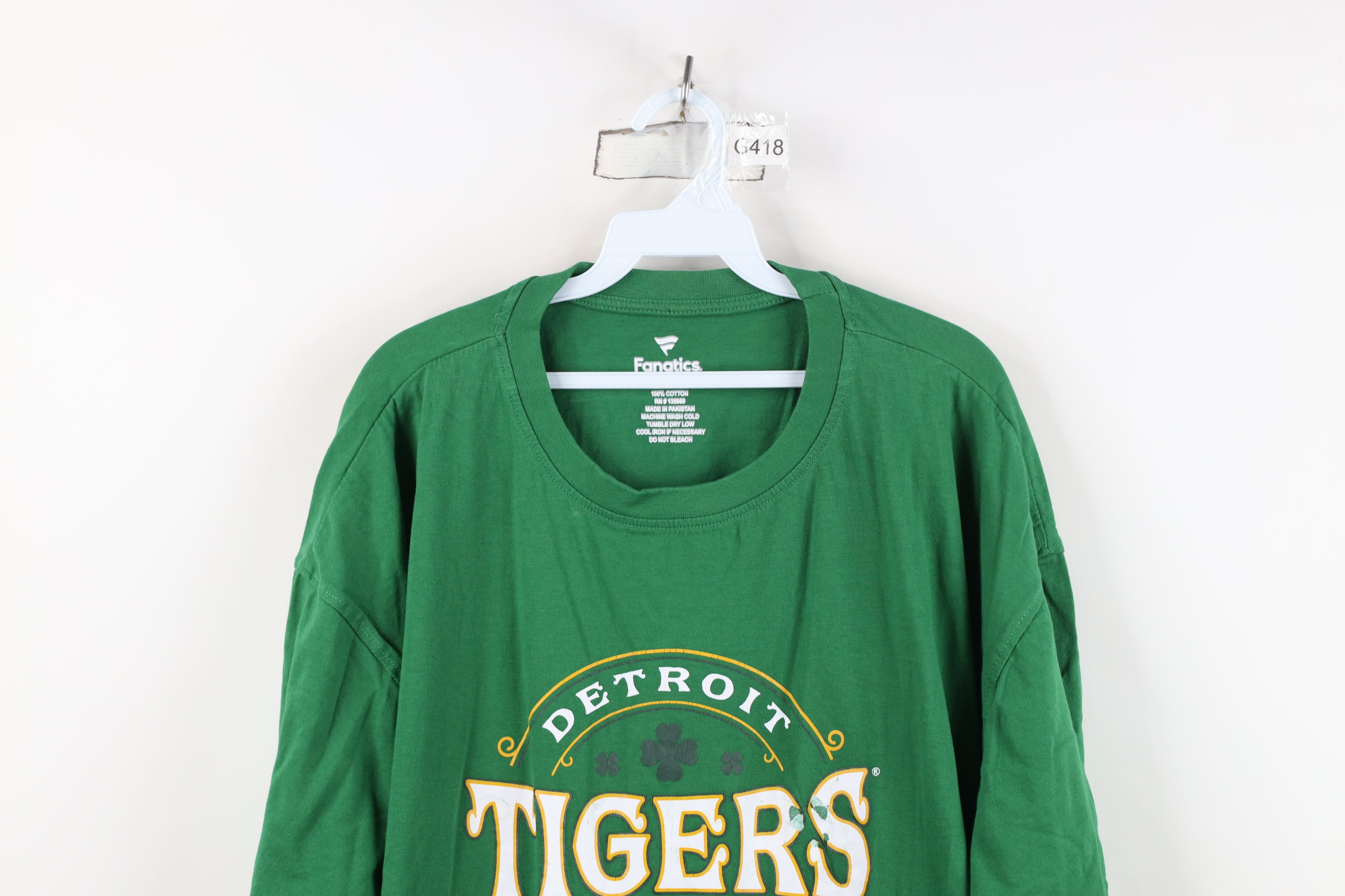 Vintage Fanatics Patricks Day Detroit Tigers Baseball T-Shirt Green Size US XXL / EU 58 / 5 - 2 Thumbnail