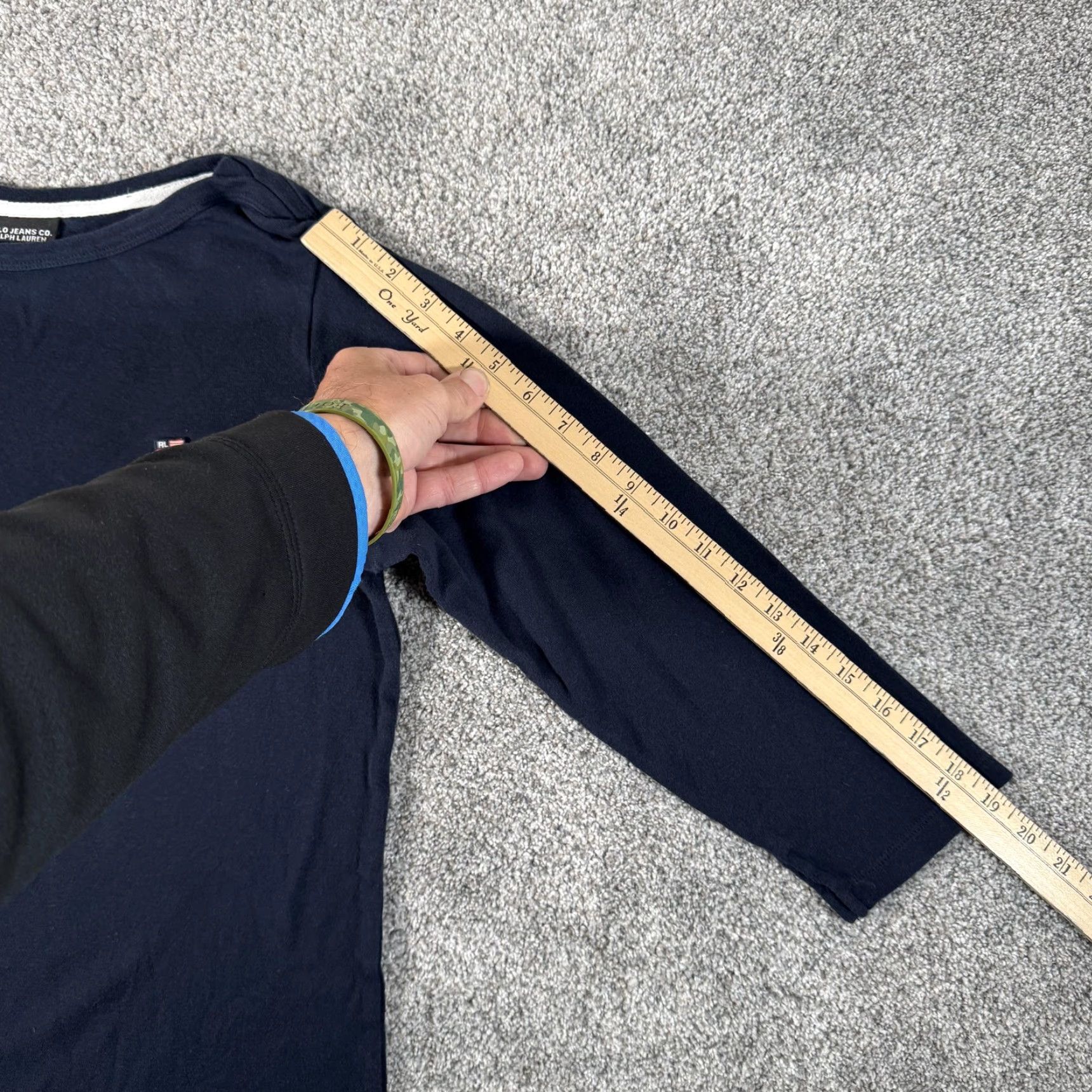 Ralph Lauren VINTAGE Ralph Lauren Polo Jeans Co Shirt XL Women Navy Blue 3/4 Sleeve Boat Neck Embroidered Flag 90s 2000s Quiet Luxury Shirt Size XL / US 12-14 / IT 48-50 - 4 Thumbnail