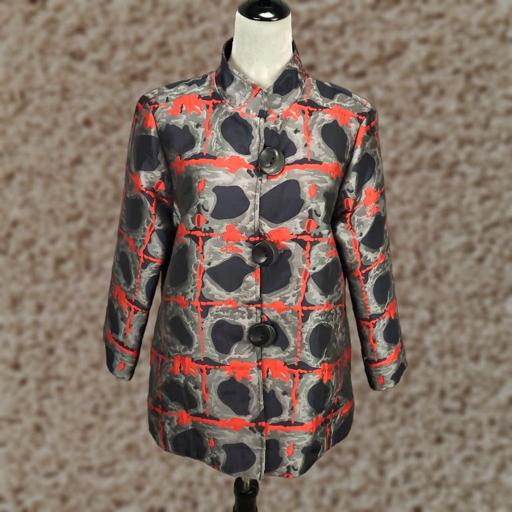 Vintage Ali Miles Jacket Womens M Red Black Artsy Geometric Polka Dot Button Up Jacket Size M / US 6-8 / IT 42-44 - 1 Thumbnail