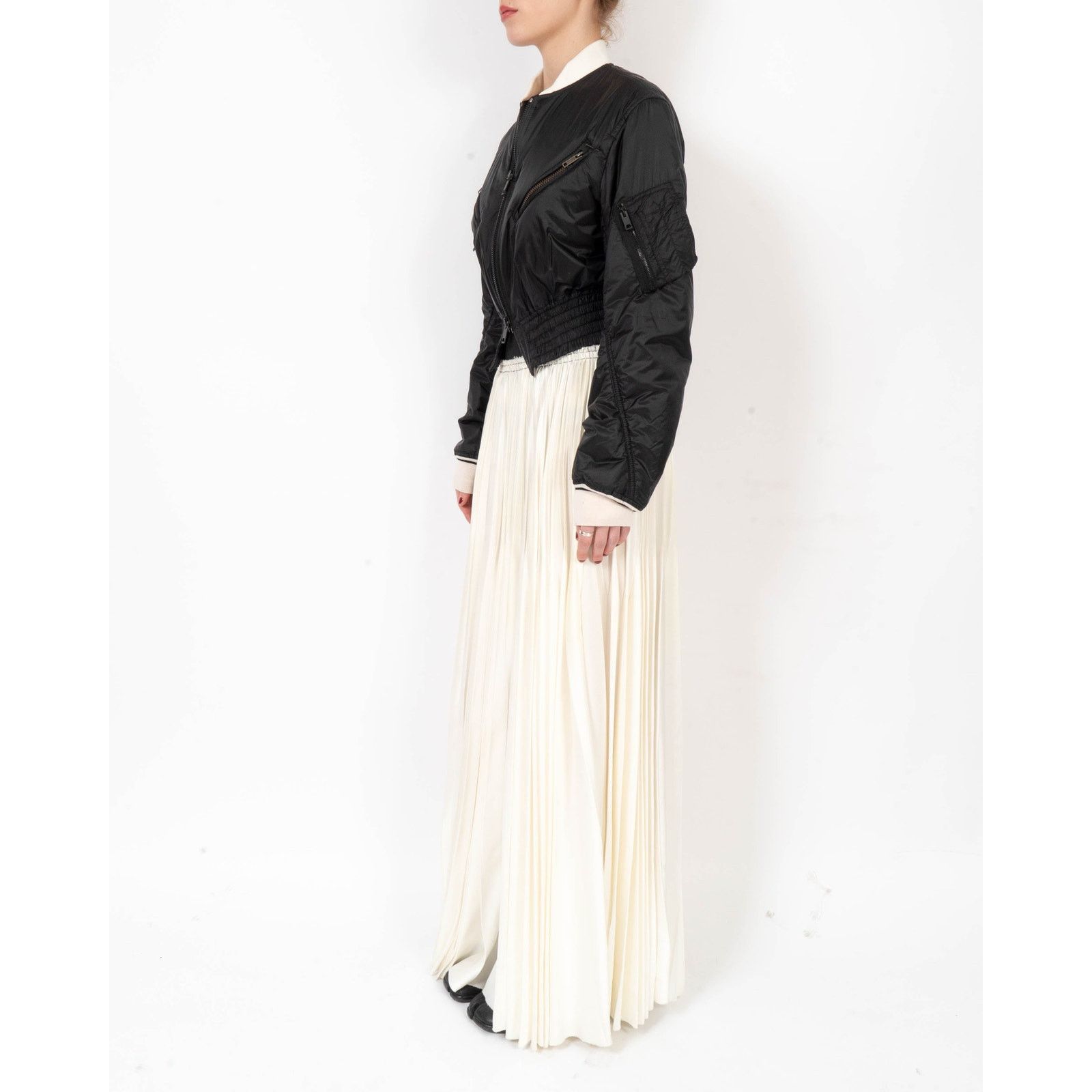 Haider Ackermann FW15 Oversized Pleated Skirt in White Viscose Size S / US 4 / IT 40 - 2 Thumbnail