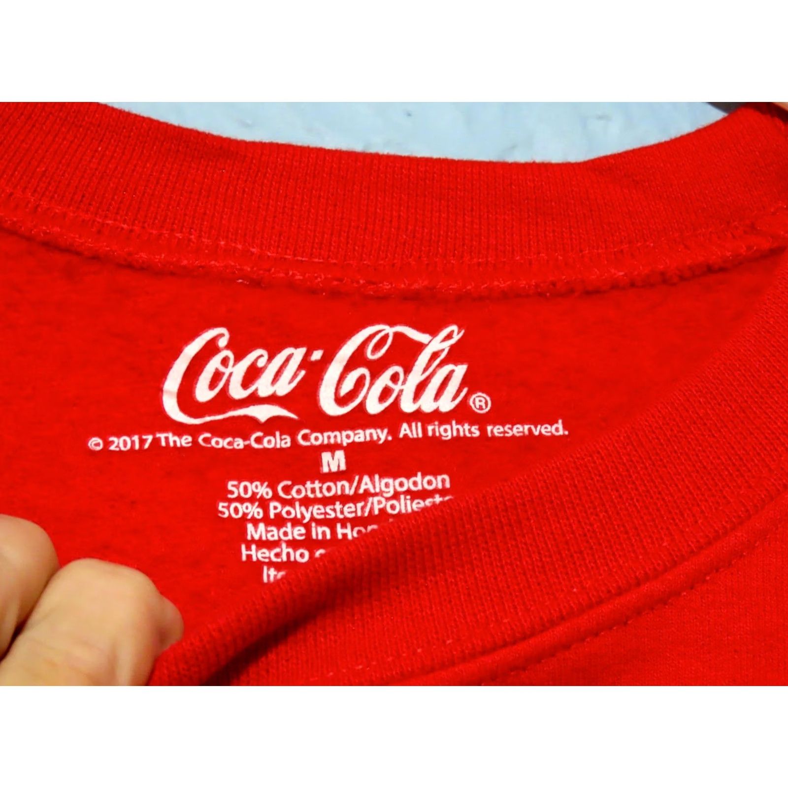 Vintage Coca-Cola Sweatshirt Mens M Red Crew Neck Polar Bear & Cub Graphic Print Fleece Cotton Polyester Pullover All Seasons Size US M / EU 48-50 / 2 - 4 Thumbnail