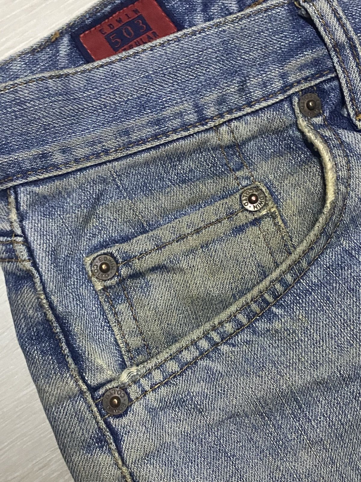 Edwin Vintage Edwin 503z Crazy Mud wash Distressed Baggy Jeans Size US 31 - 10 Thumbnail