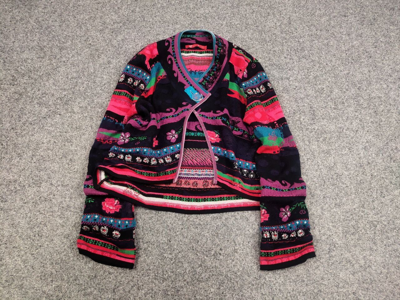 Designer Oliver Philips Floral pattern Merino wool Cropped Cardigan Size S / US 4 / IT 40 - 2 Thumbnail