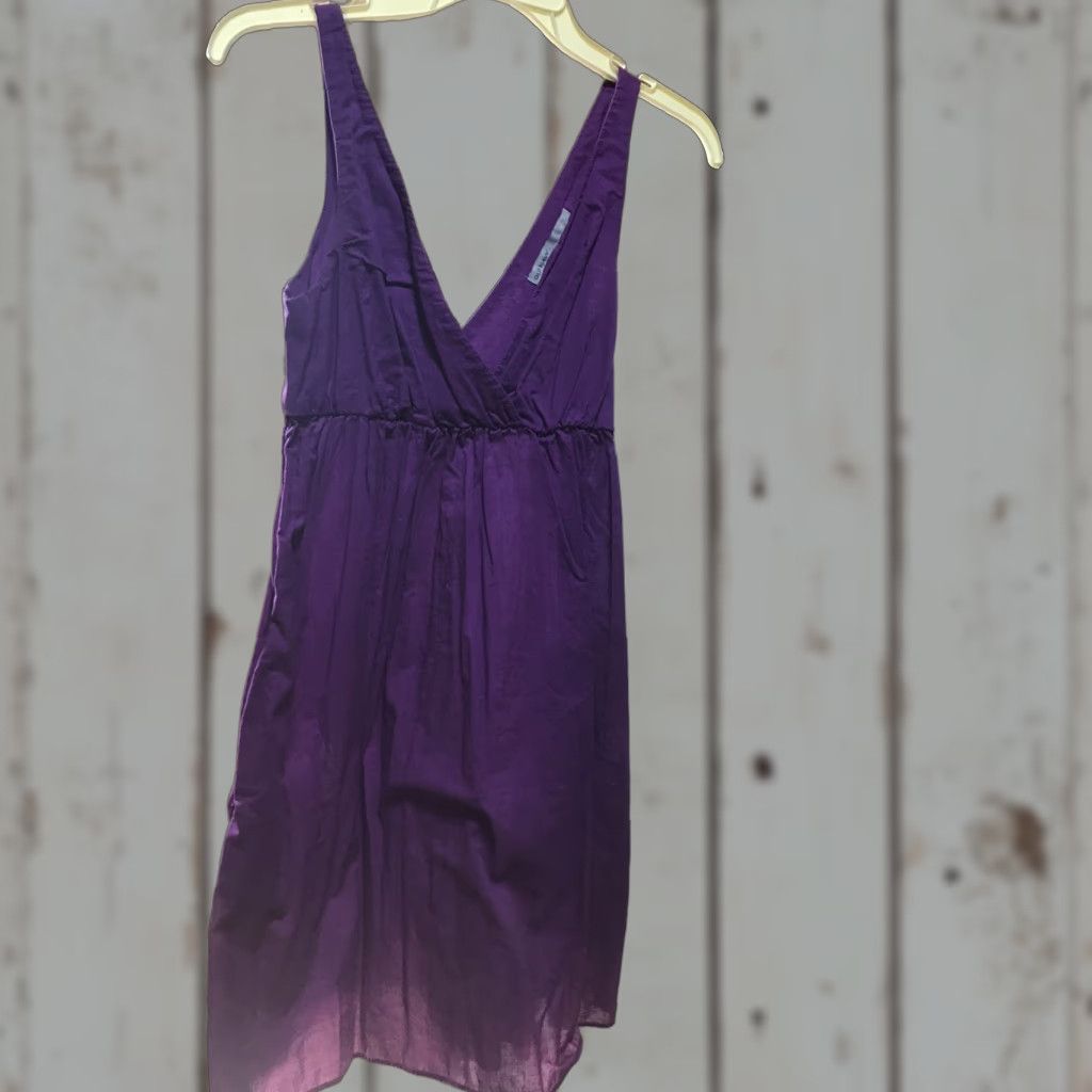Old Navy Old Navy Deep Purple 100% Cotton Double V-Neck Dress W/Pockets WomensSize Small Size S / US 4 / IT 40 - 1 Thumbnail