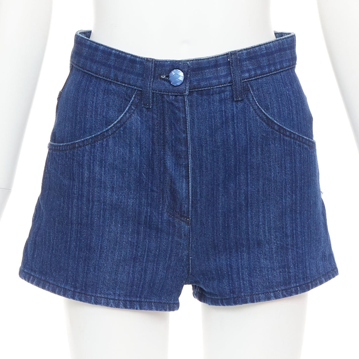 Chanel CHANEL blue CC logo woven trompe loeil denim high-rise shorts FR34 XS Size 26" / US 2 / IT 38 - 1 Thumbnail