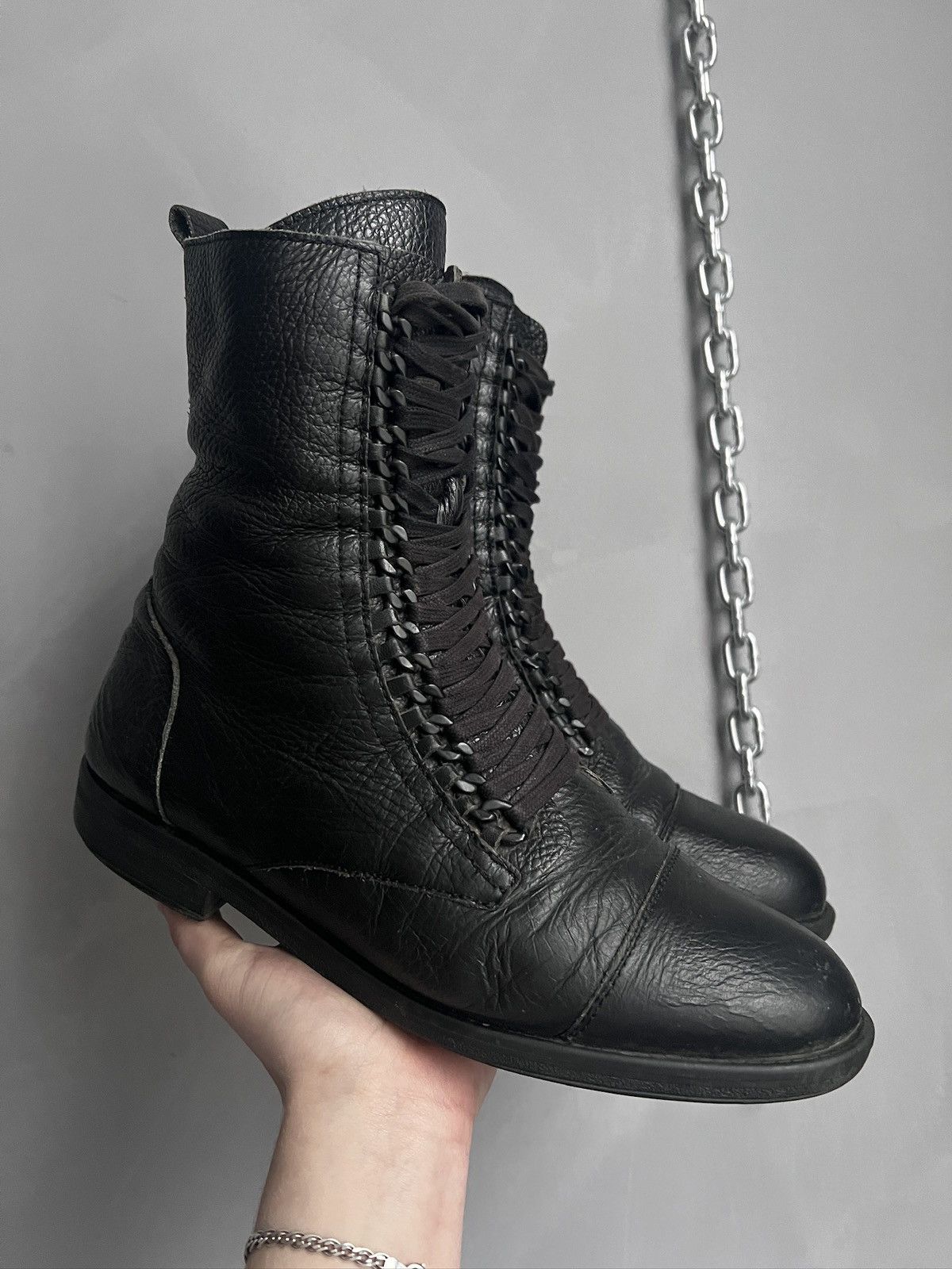 Dirk Bikkembergs Avant garde boxing hype lace up leather boots guidi style Size US 8 / EU 41 - 2 Thumbnail