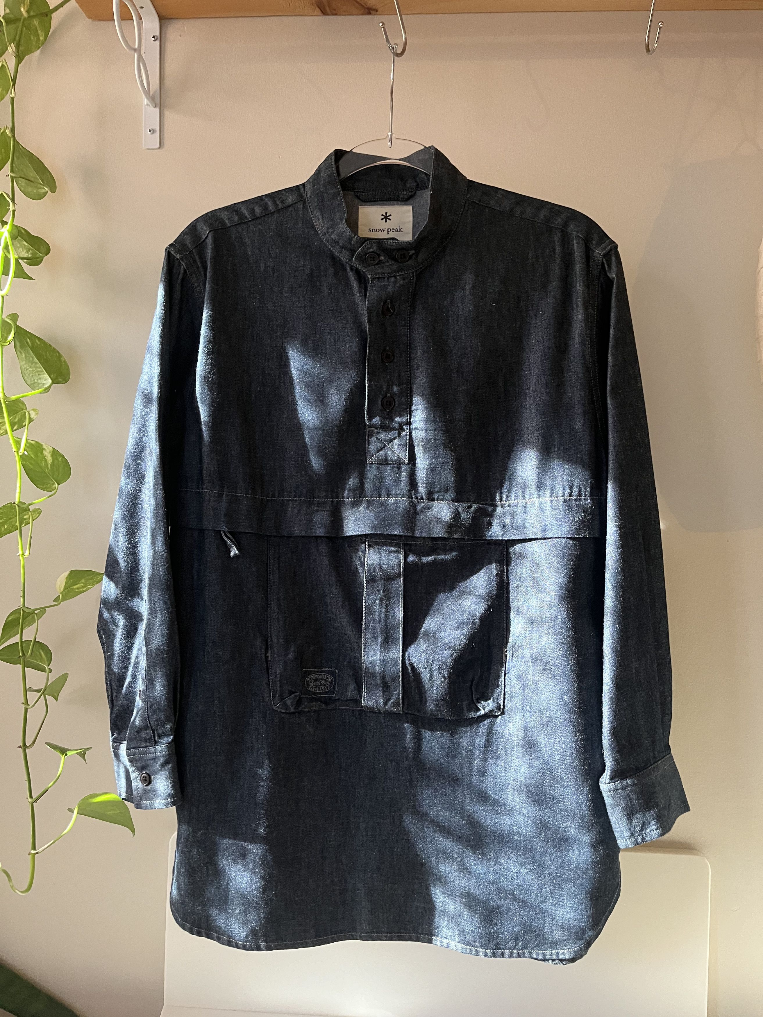 image of Outdoor Life x Snow Peak Takibi Light Denim Utility Pullover in Navy, Men's (Size Small)