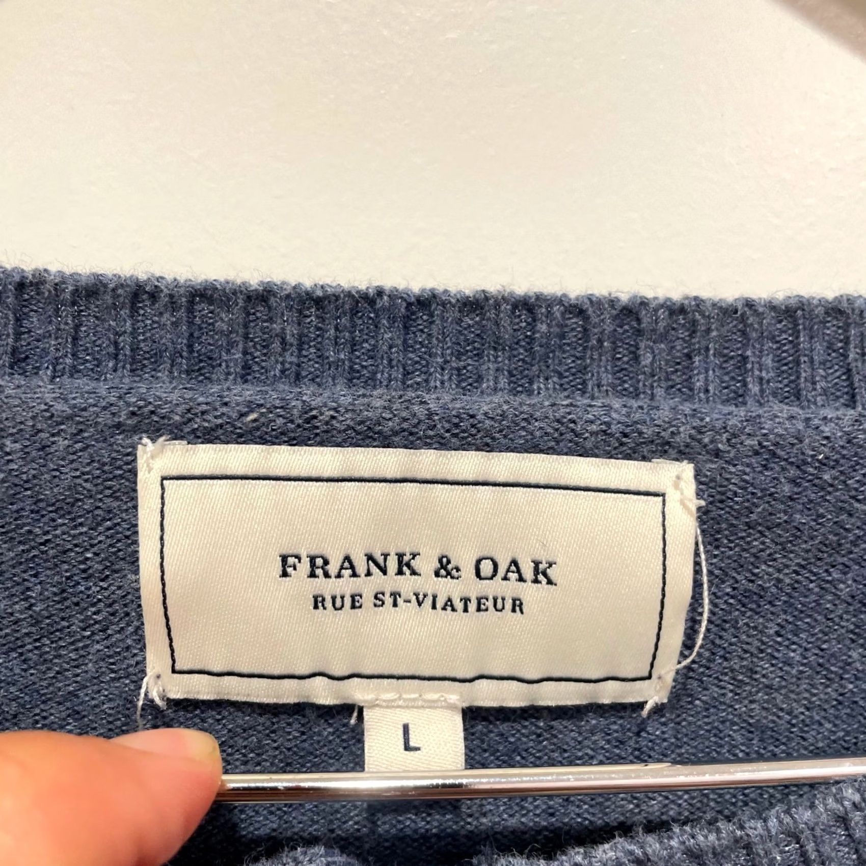 Vintage Frank & Oak Mens Henley Sweater Blue Cotton Knit Pocket Pullover Large F113008 Size US L / EU 52-54 / 3 - 2 Thumbnail
