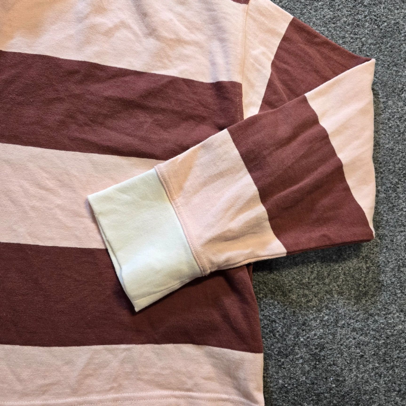 Vintage Aerie Top Womens 2XL Pink Rugby Striped Long Sleeve Crop Casual Lounge Shirt Size XXL / US 16-18 / IT 52-54 - 4 Thumbnail