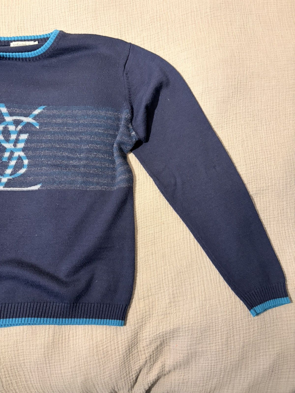 Yves Saint Laurent Yves saint laurent logo sweater in blue Size US XXL / EU 58 / 5 - 5 Thumbnail